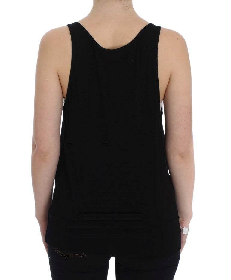 PLEIN SUD Black Stretch Sleeveless Blouse - Hilstor