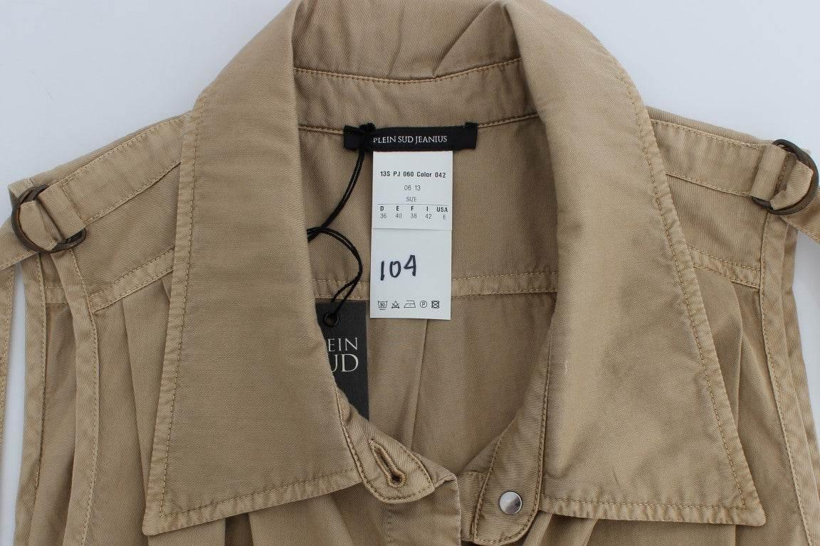 PLEIN SUD Beige Cotton Sleeveless Shirt - Hilstor