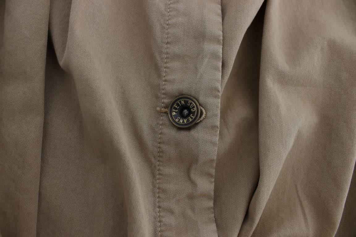 PLEIN SUD Beige Cotton Sleeveless Shirt - Hilstor