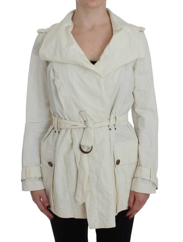 PLEIN SUD White Trench Coat Jacket - Hilstor