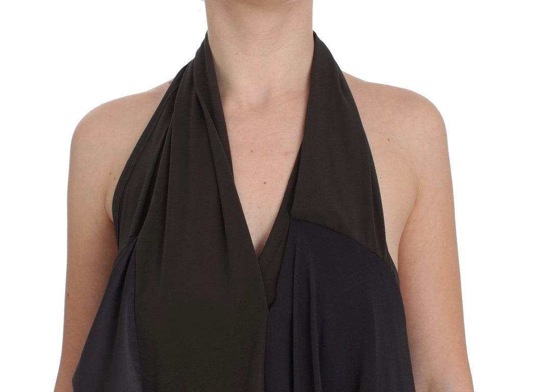 CORA GROPPO Gray Blue Stretch Blouse Top - Hilstor