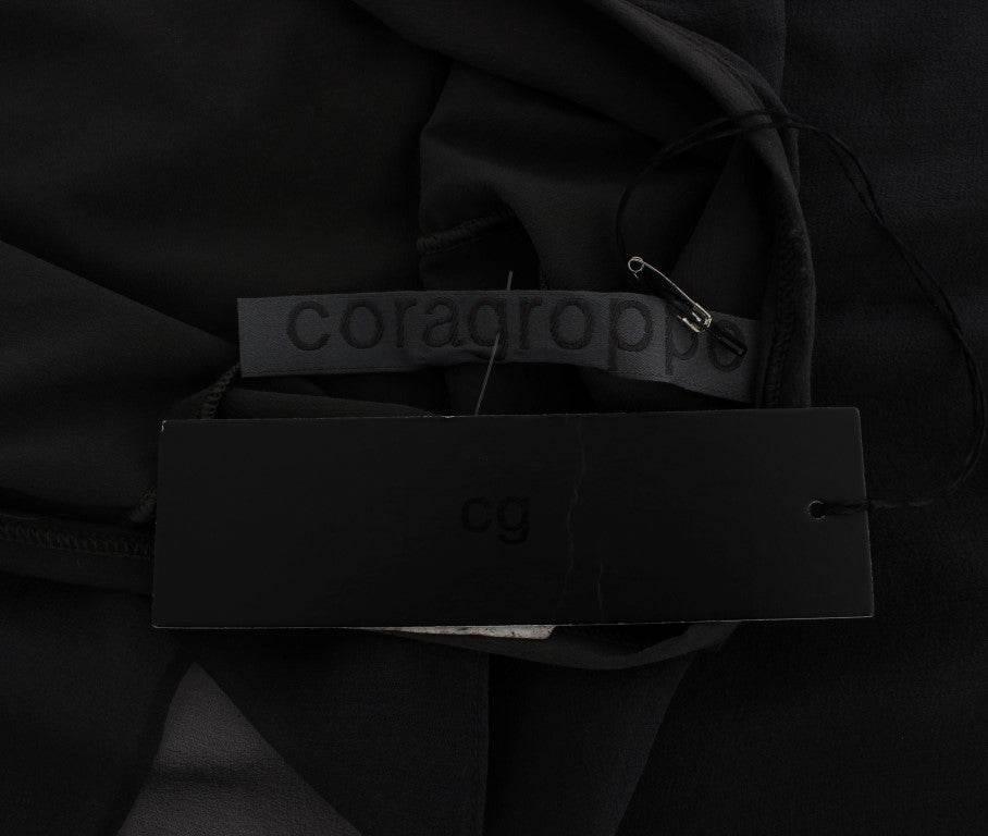 CORA GROPPO Gray Blue Stretch Blouse Top - Hilstor