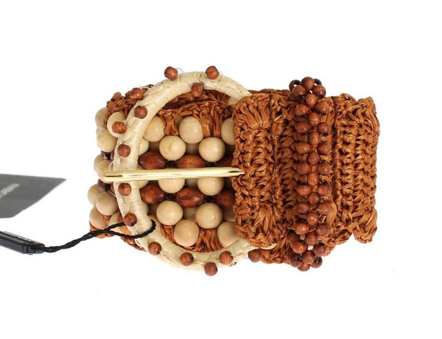 Dolce & Gabbana Elegant Beaded Raffia Waist Belt - Hilstor
