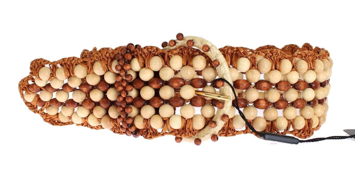 Dolce & Gabbana Elegant Beaded Raffia Waist Belt - Hilstor
