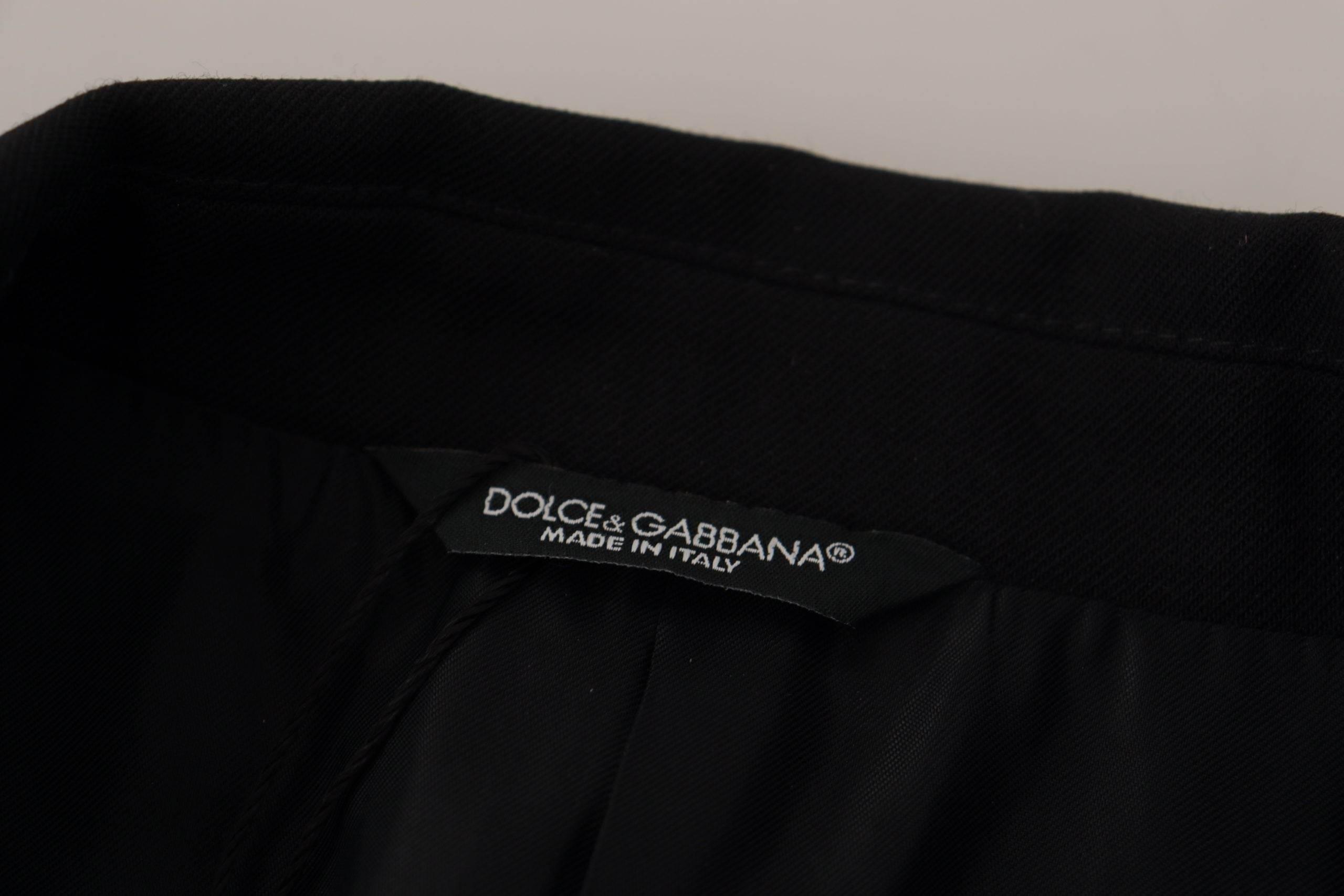 Dolce & Gabbana Black Double Breasted Coat Blazer Jacket - Hilstor