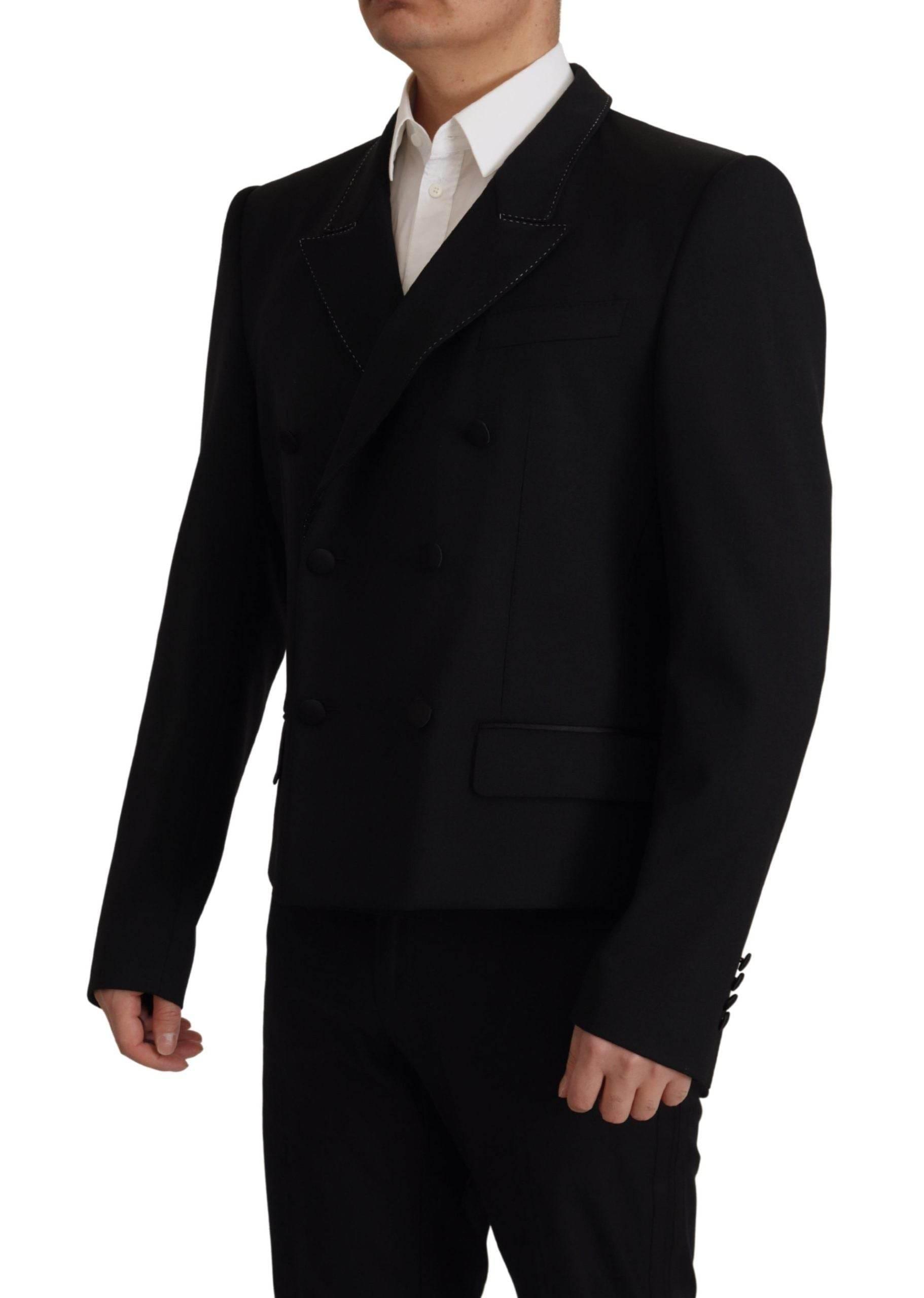 Dolce & Gabbana Black Double Breasted Coat Blazer Jacket - Hilstor