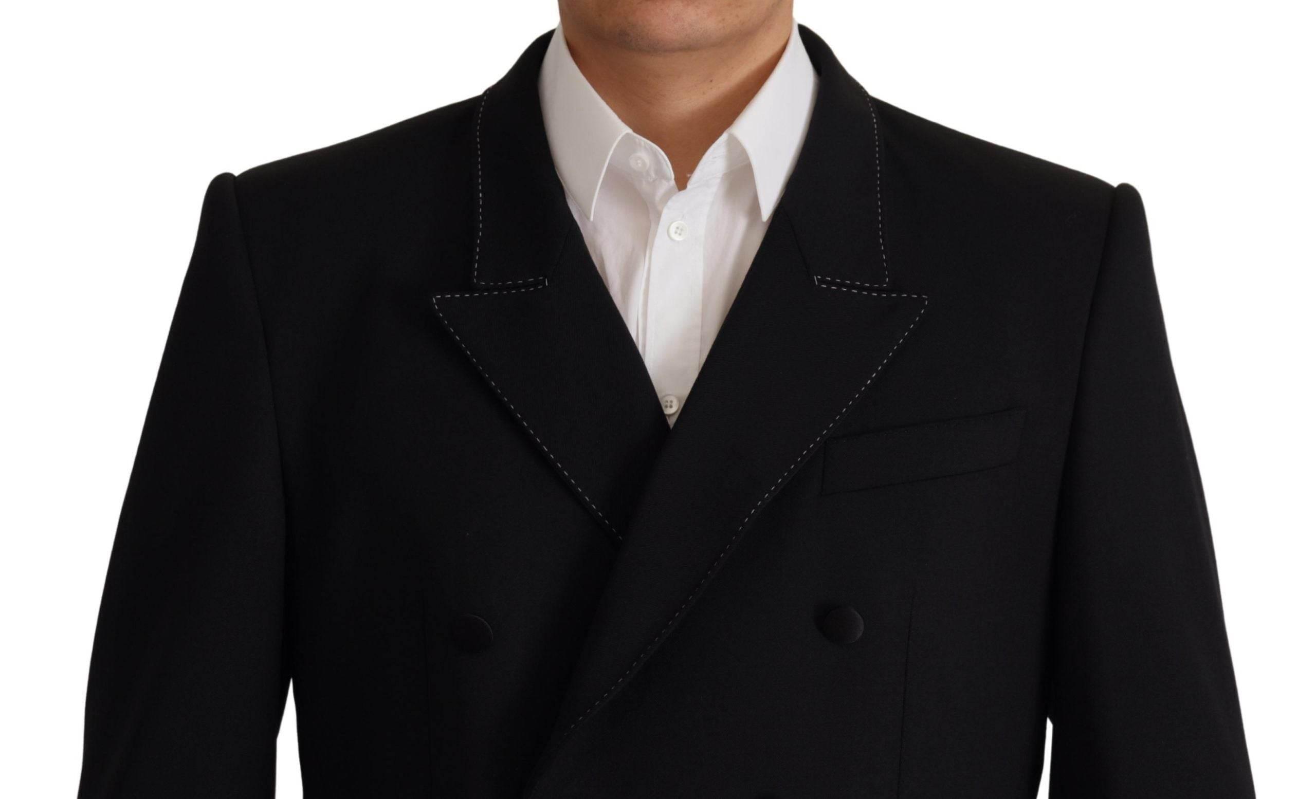 Dolce & Gabbana Black Double Breasted Coat Blazer Jacket - Hilstor