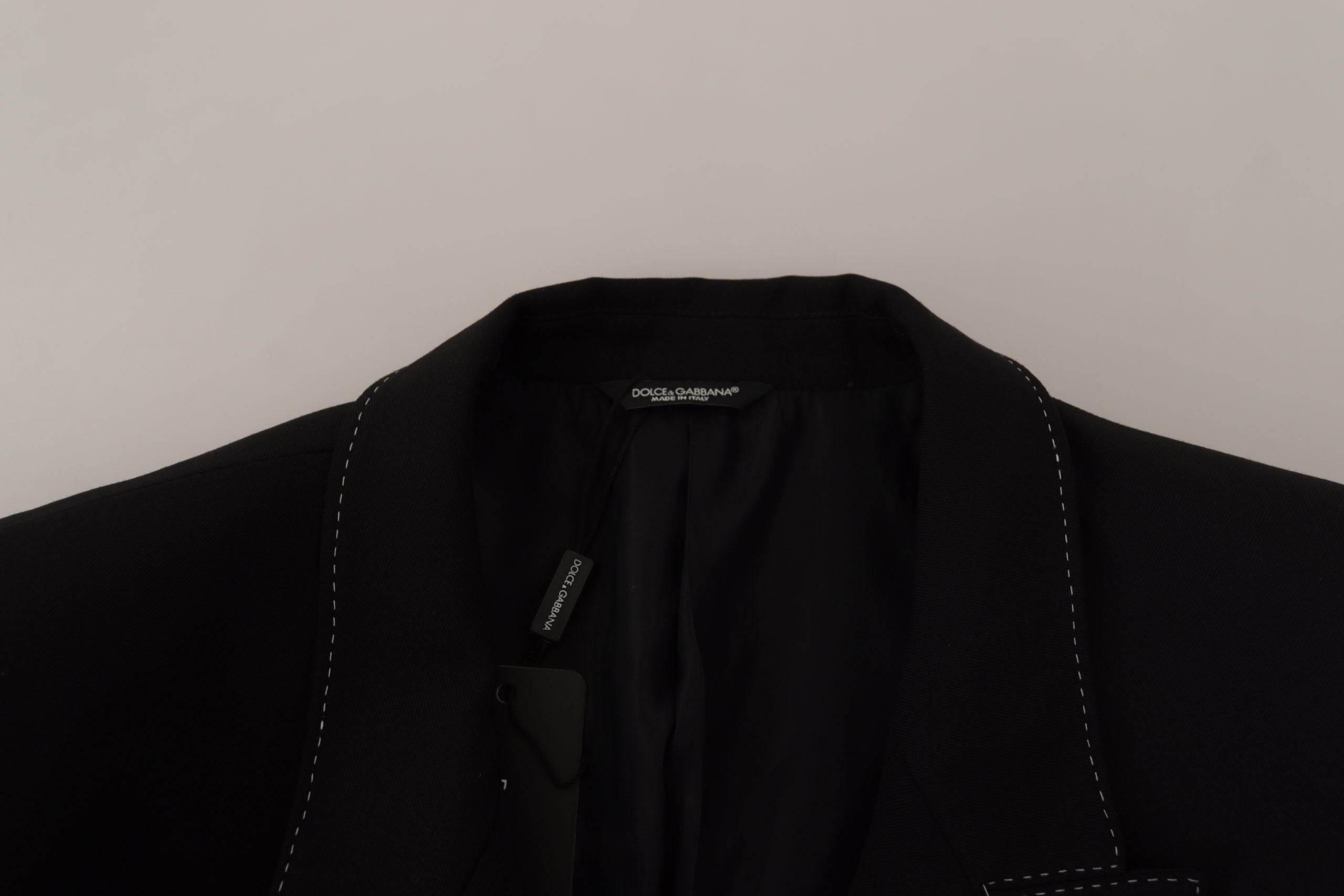 Dolce & Gabbana Black Double Breasted Coat Blazer Jacket - Hilstor