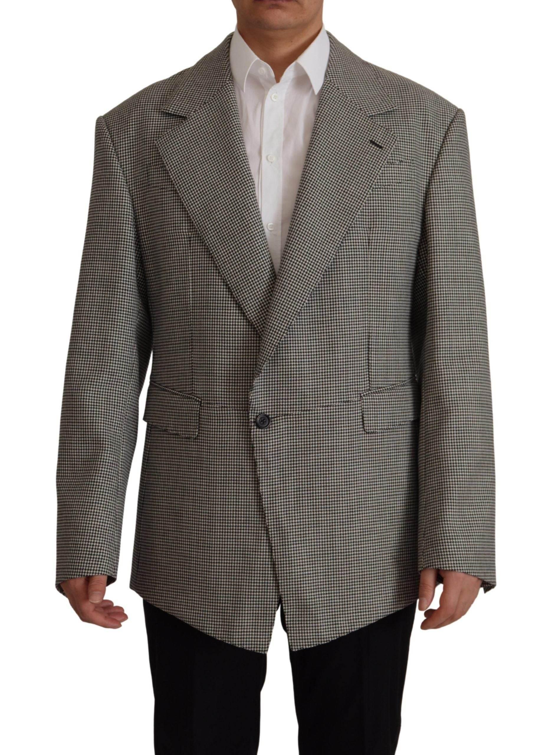 Dolce & Gabbana Gray Checkered Single Breasted Jacket Blazer - Hilstor