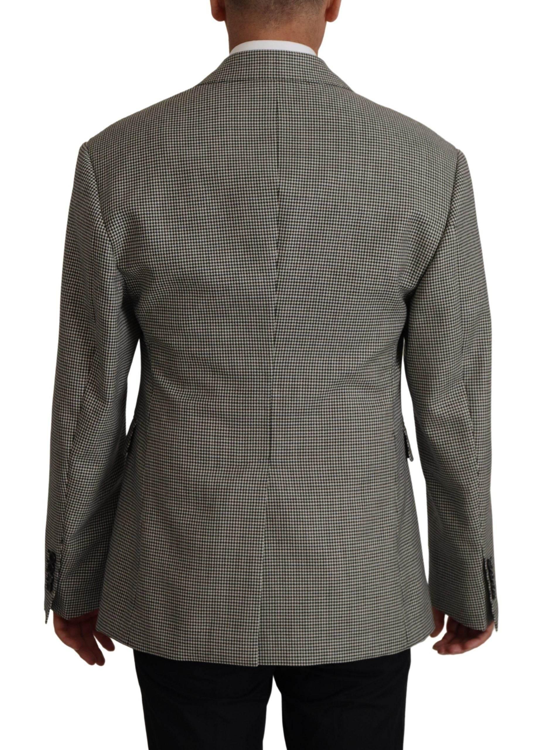 Dolce & Gabbana Gray Checkered Single Breasted Jacket Blazer - Hilstor