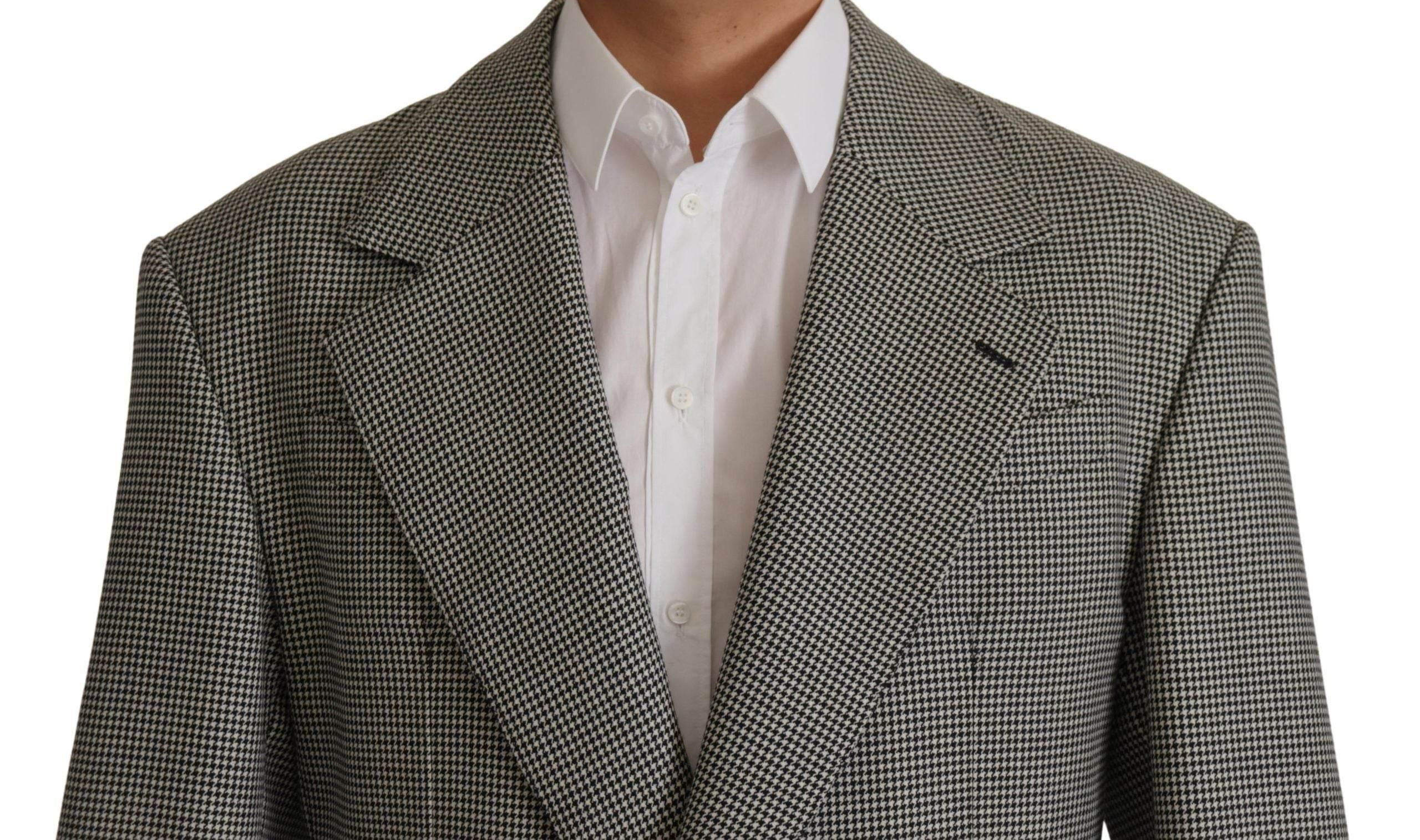 Dolce & Gabbana Gray Checkered Single Breasted Jacket Blazer - Hilstor