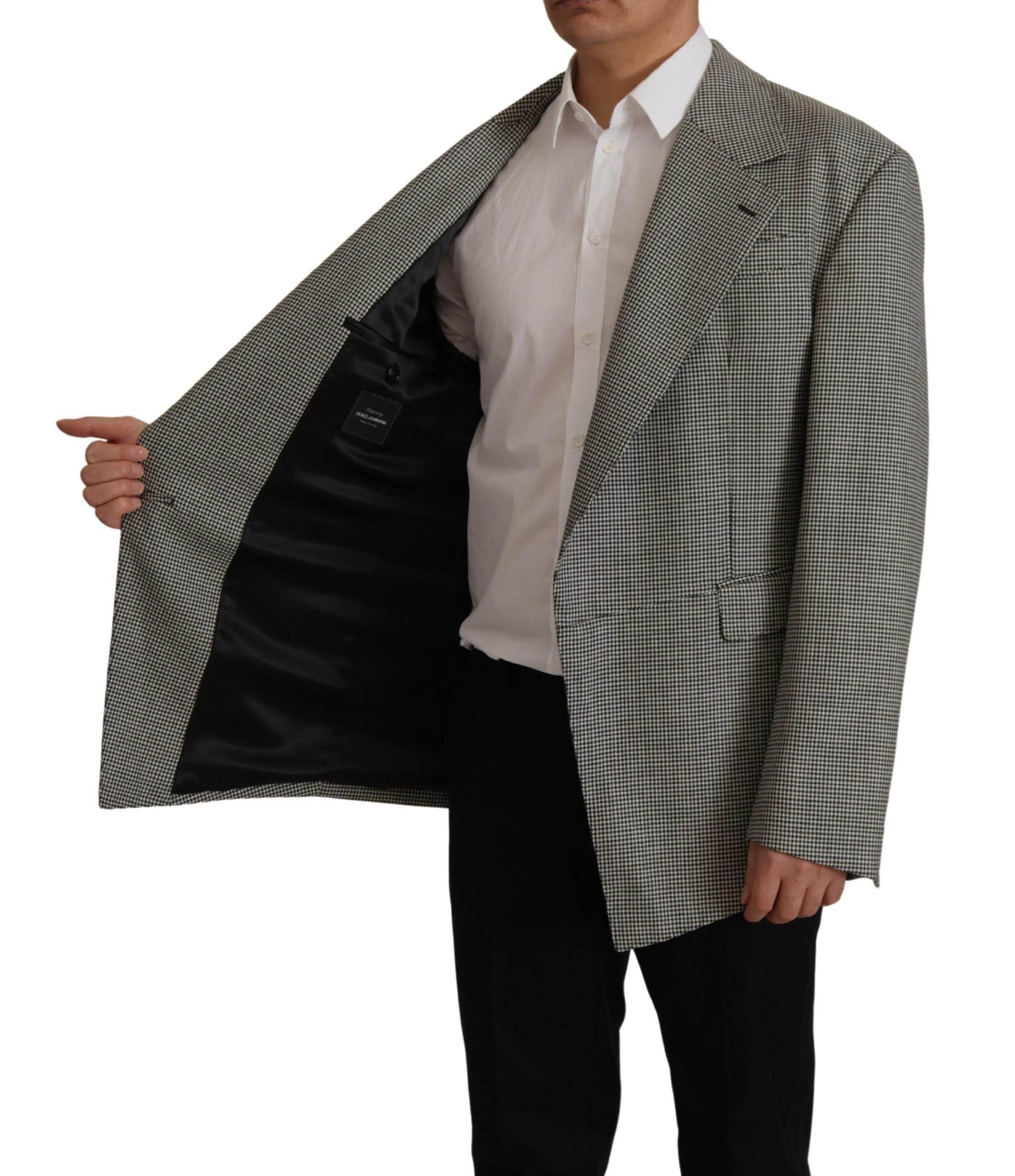 Dolce & Gabbana Gray Checkered Single Breasted Jacket Blazer - Hilstor