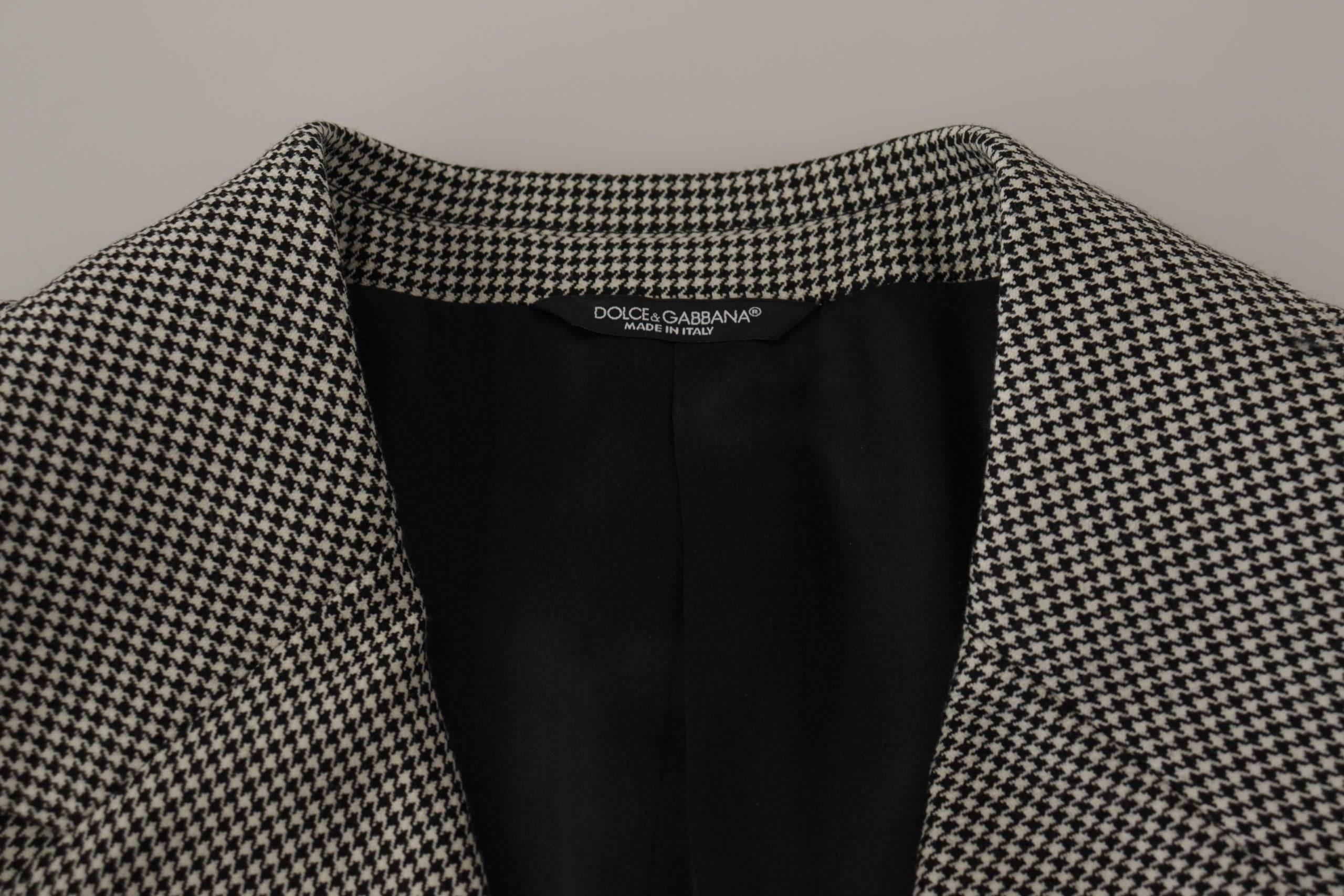 Dolce & Gabbana Gray Checkered Single Breasted Jacket Blazer - Hilstor