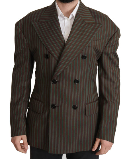 Dolce & Gabbana Multicolor Striped Double Breasted Blazer - Hilstor