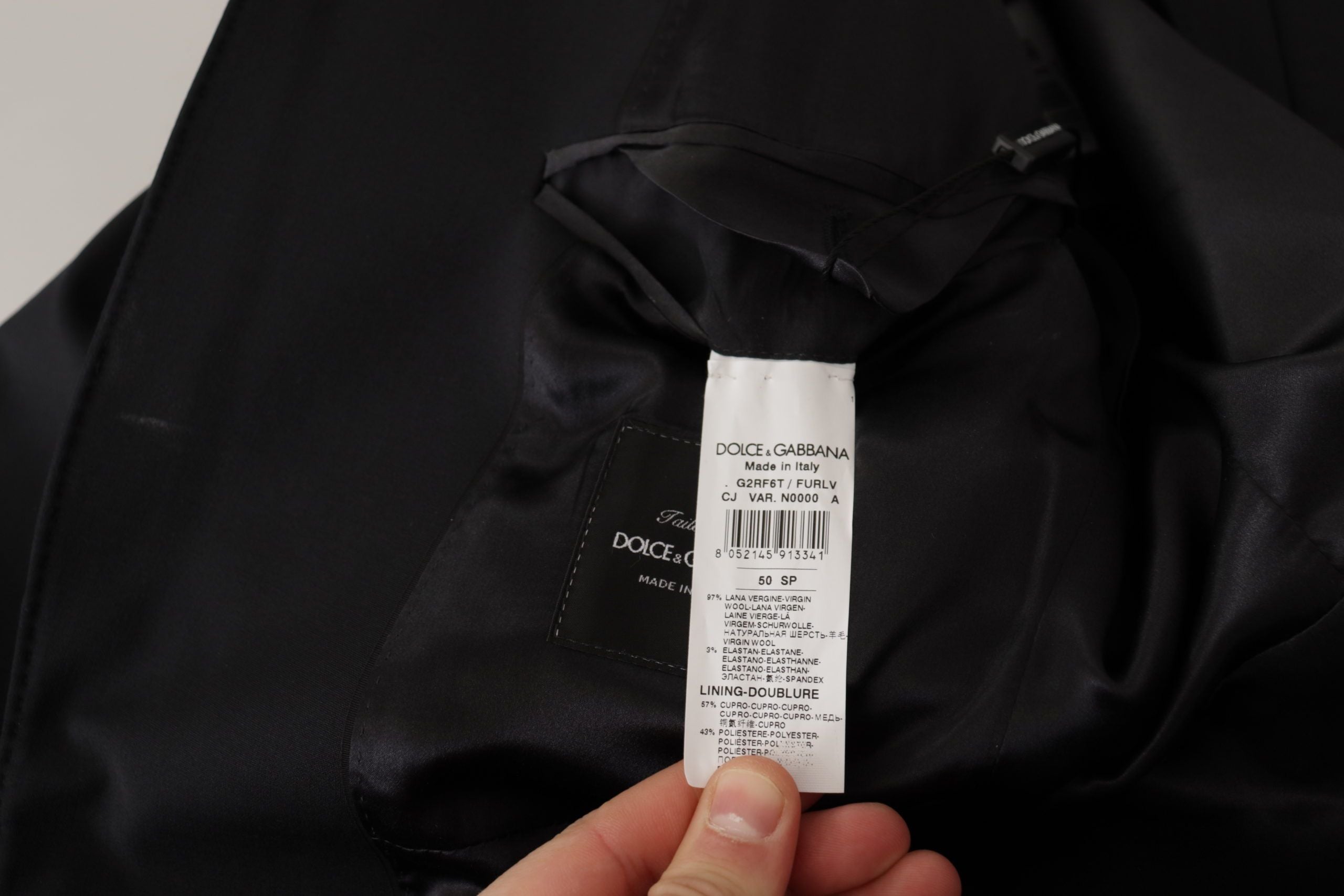 Dolce &amp; Gabbana Sort Uld Enkeltradet Frakke Herre Blazer