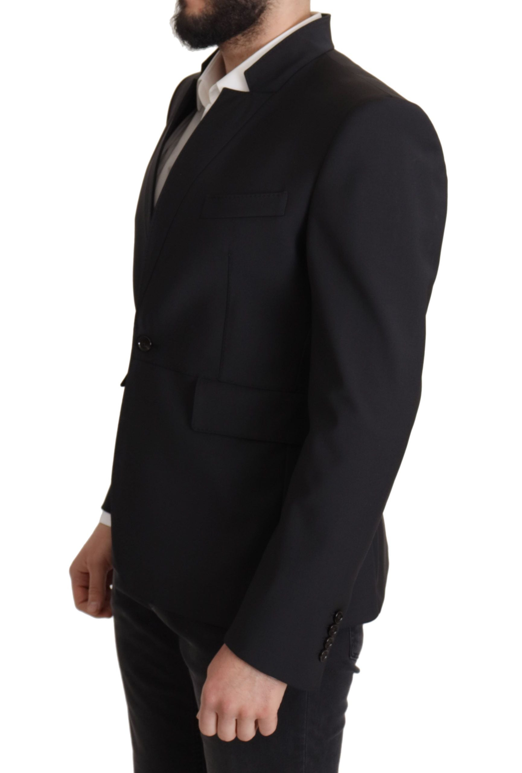 Dolce &amp; Gabbana Sort Uld Enkeltradet Frakke Herre Blazer