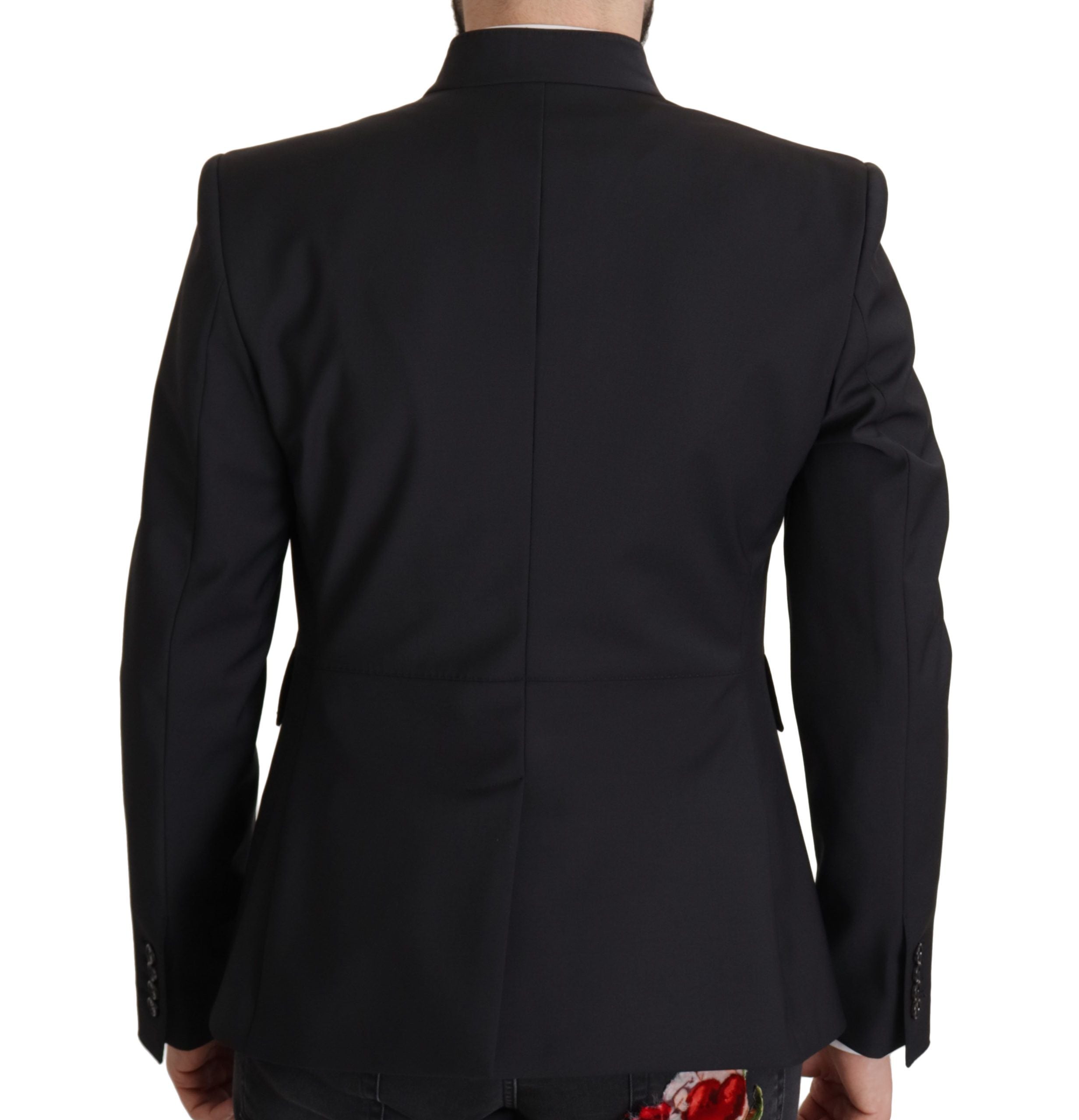 Dolce &amp; Gabbana Sort Uld Enkeltradet Frakke Herre Blazer
