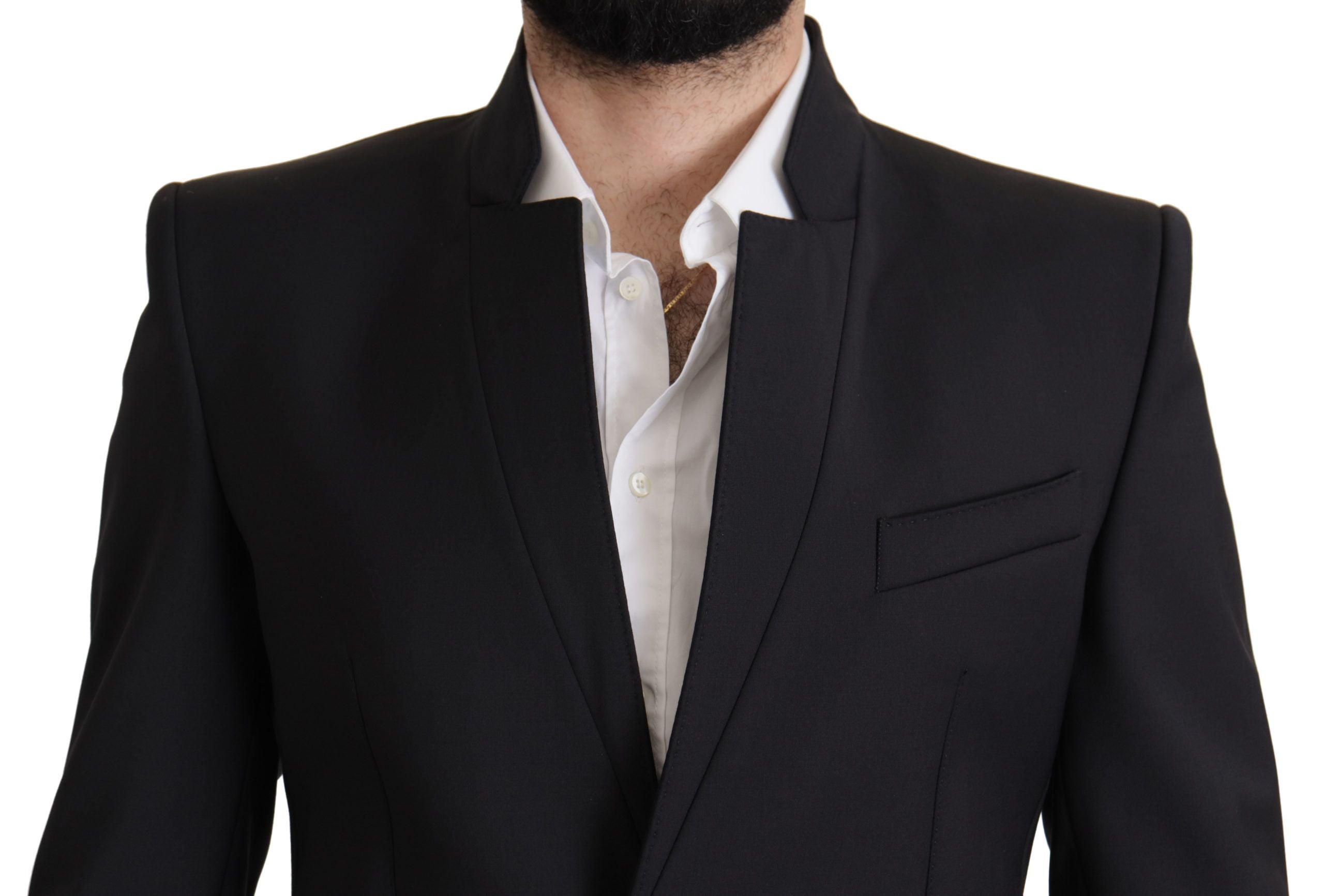 Dolce &amp; Gabbana Sort Uld Enkeltradet Frakke Herre Blazer