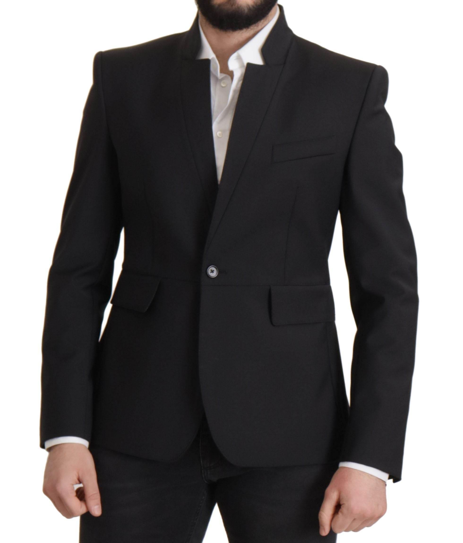 Dolce & Gabbana Black Wool Single Breasted Coat Men Blazer - Hilstor