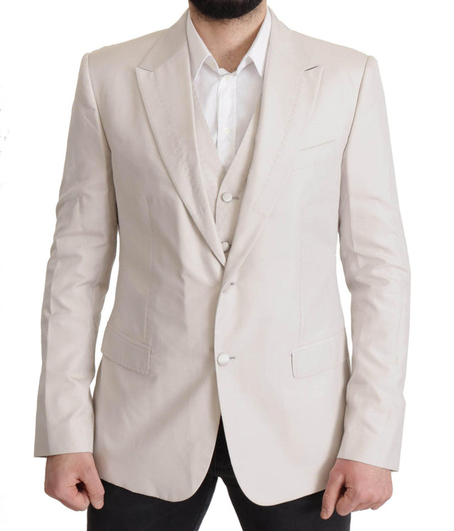 Dolce & Gabbana Elegant Light Gray Silk Blend Suit Jacket Set - Hilstor