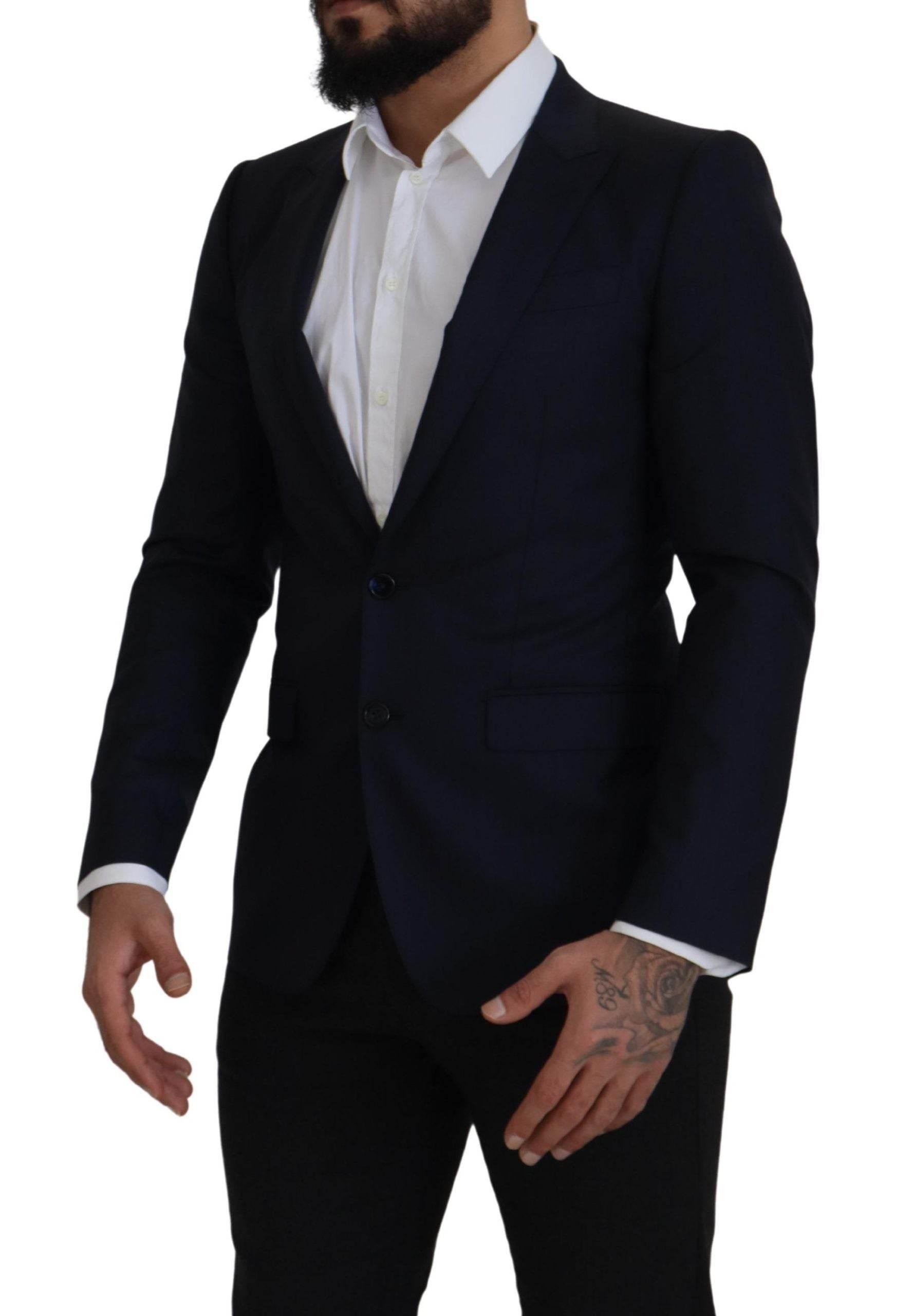 Dolce & Gabbana Blue Wool Single Breasted Coat Blazer - Hilstor