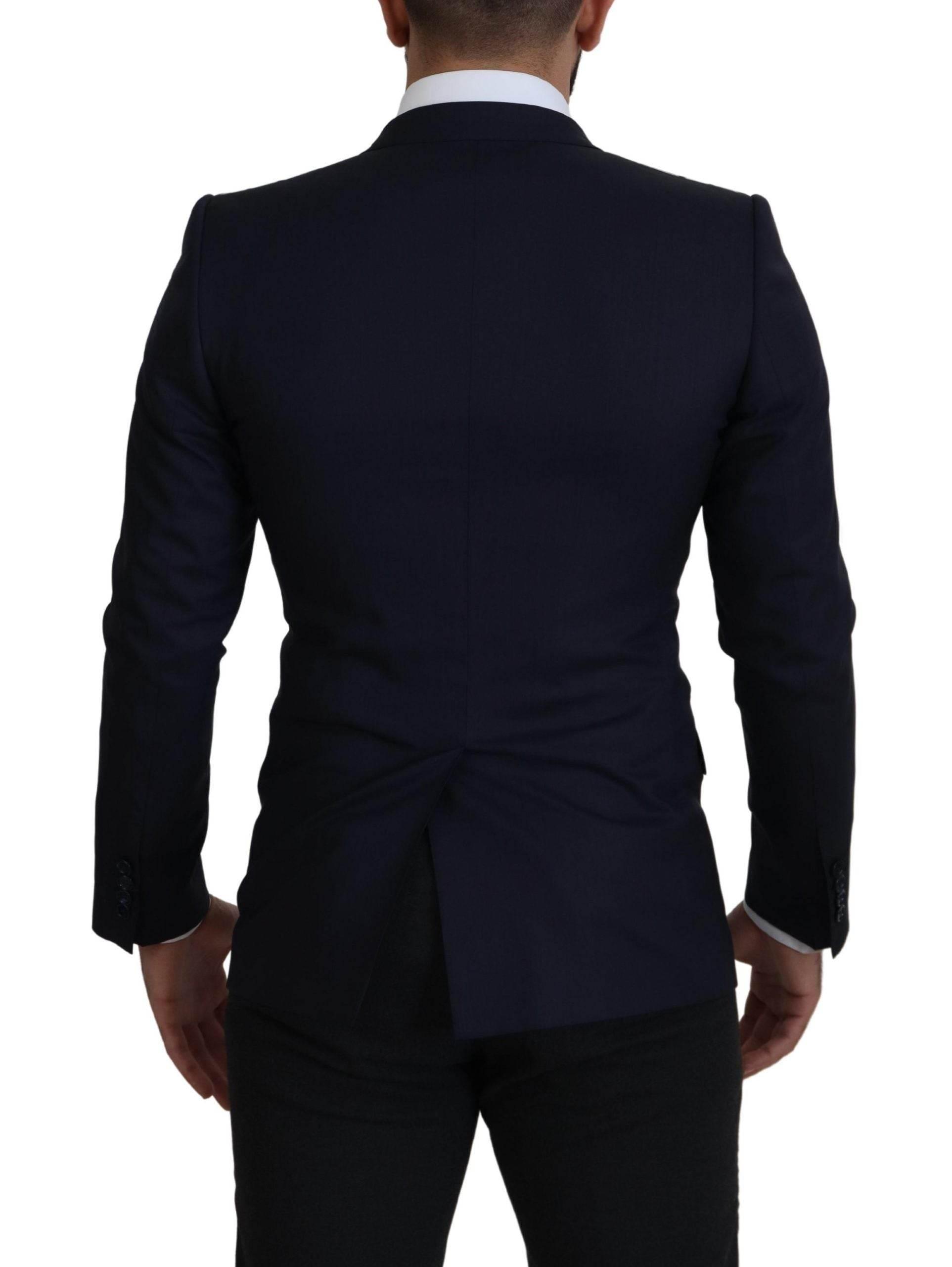 Dolce & Gabbana Blue Wool Single Breasted Coat Blazer - Hilstor
