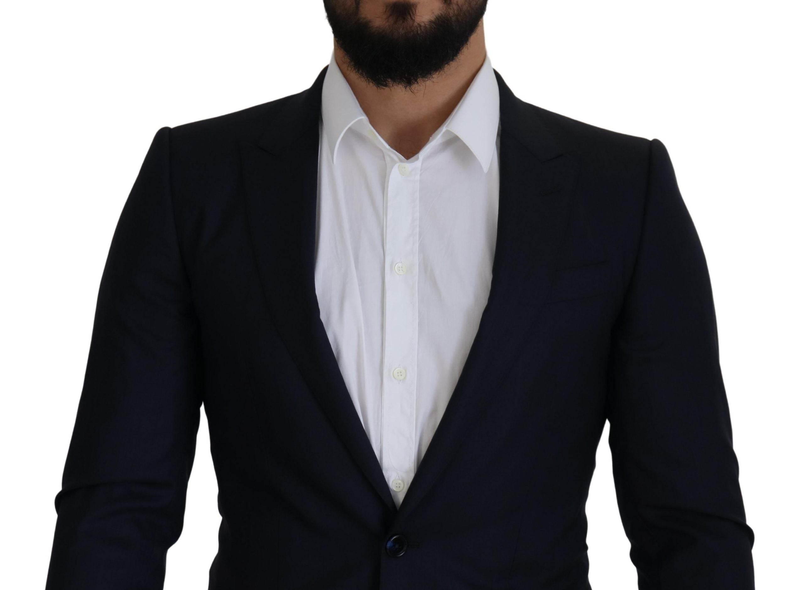 Dolce & Gabbana Blue Wool Single Breasted Coat Blazer - Hilstor