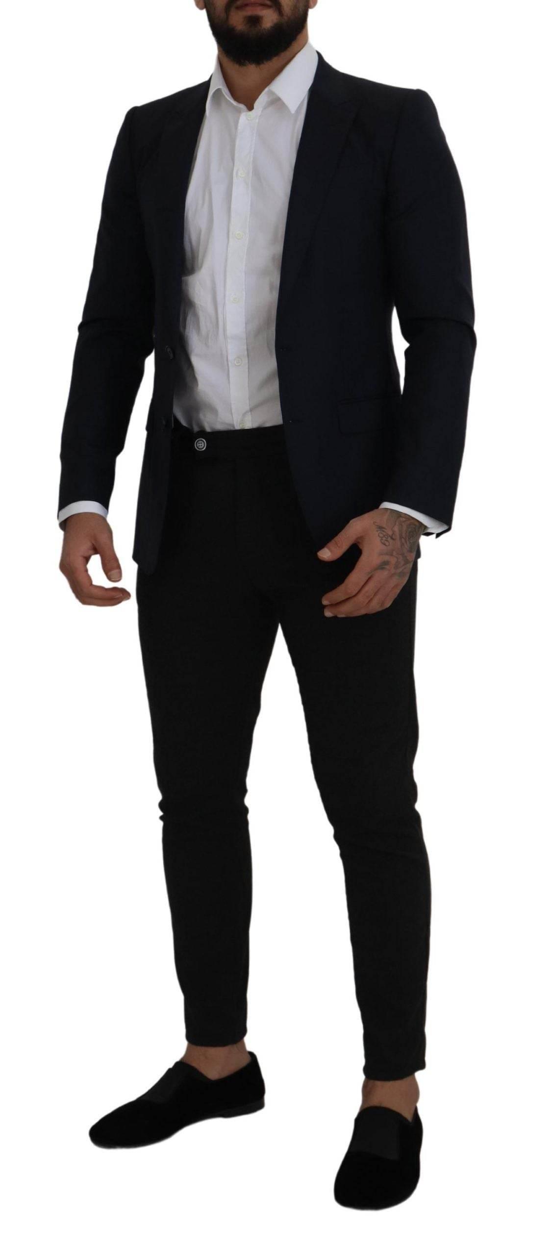 Dolce & Gabbana Blue Wool Single Breasted Coat Blazer - Hilstor