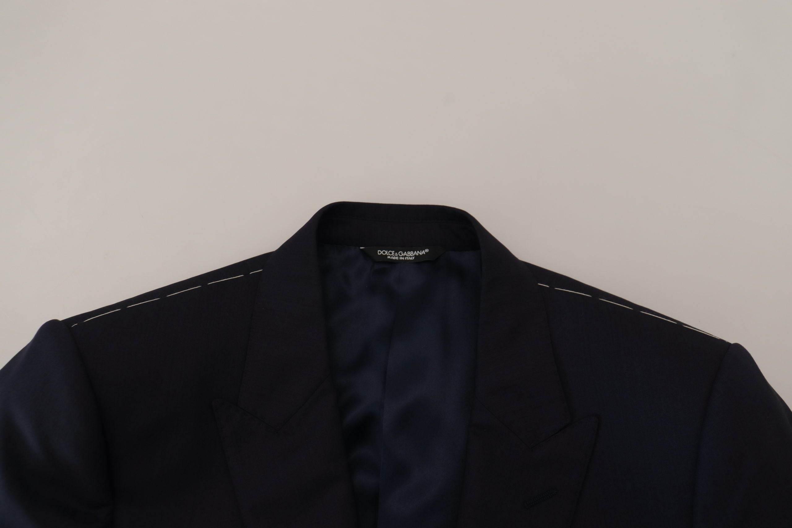 Dolce & Gabbana Blue Wool Single Breasted Coat Blazer - Hilstor