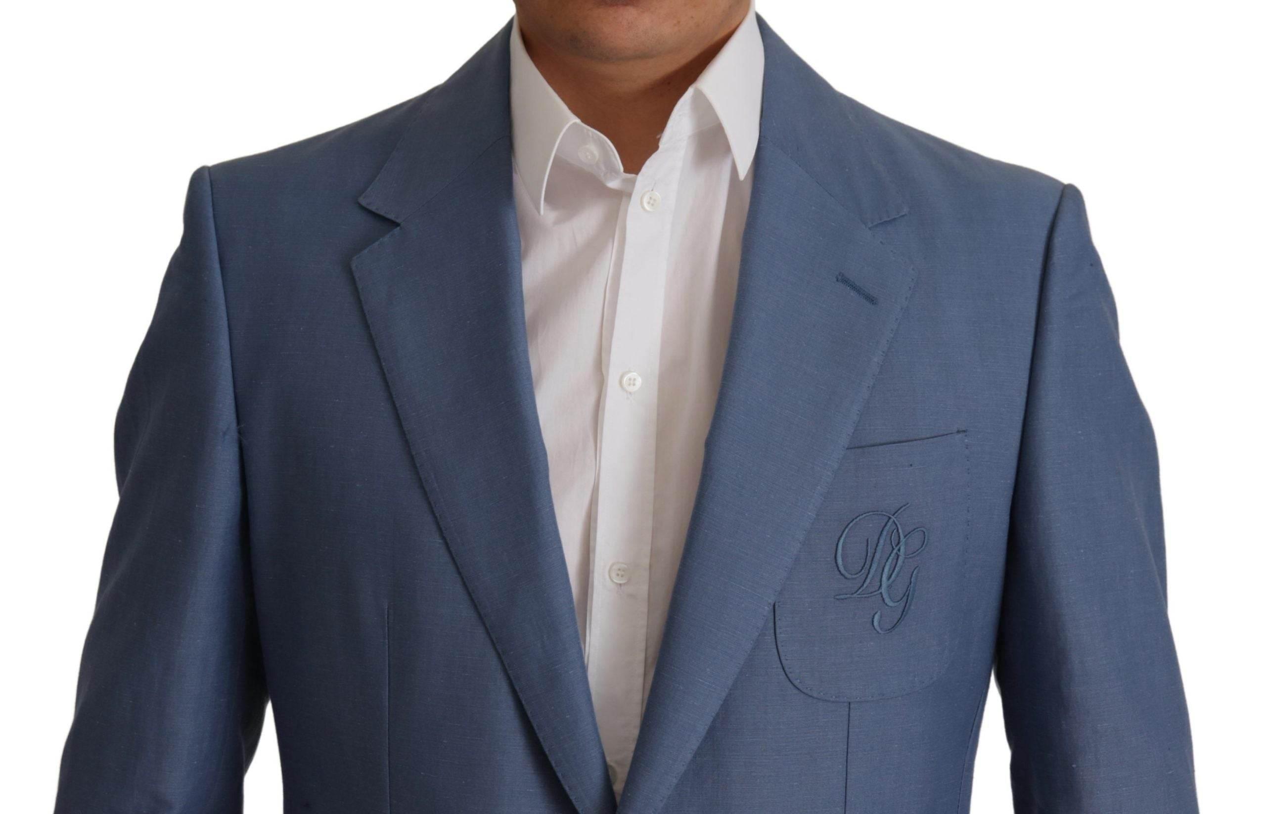 Dolce & Gabbana Blue Single Breasted Logo Blazer Jacket - Hilstor