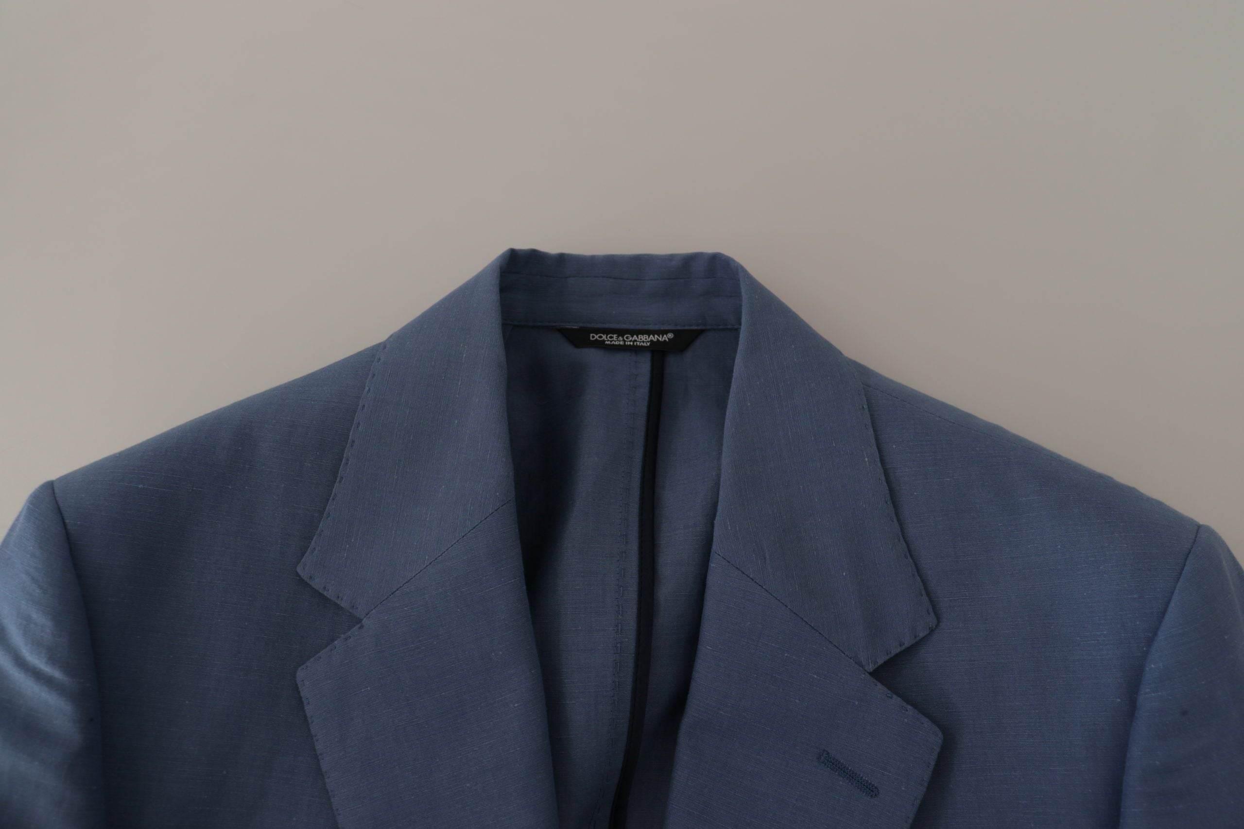 Dolce & Gabbana Blue Single Breasted Logo Blazer Jacket - Hilstor