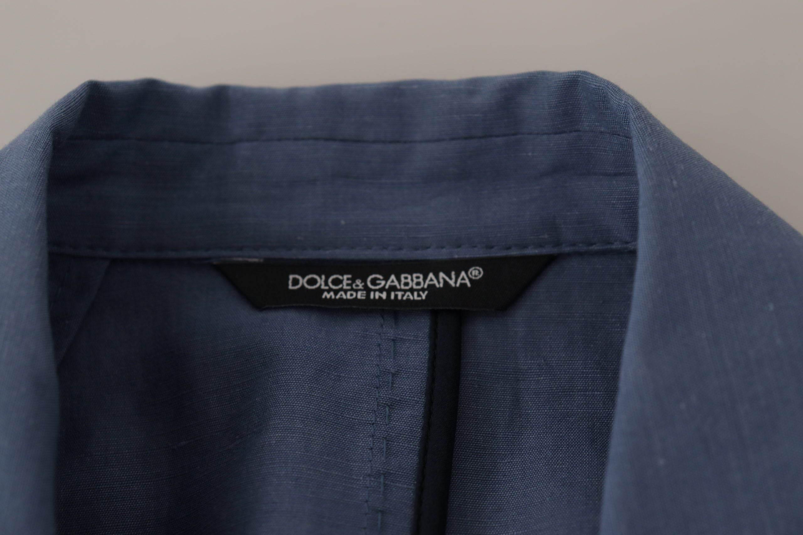 Dolce & Gabbana Blue Single Breasted Logo Blazer Jacket - Hilstor