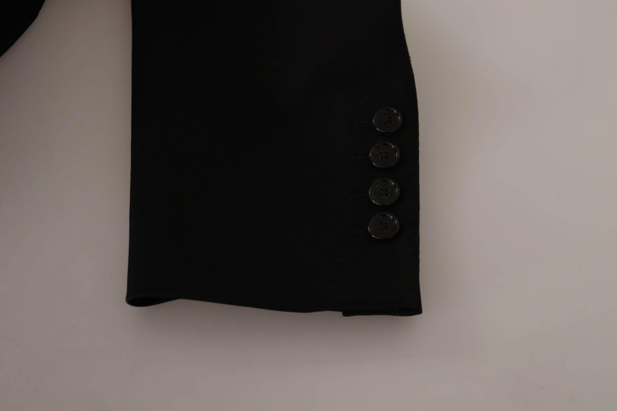 Dolce & Gabbana Black Wool Single Breasted Jacket Blazer - Hilstor
