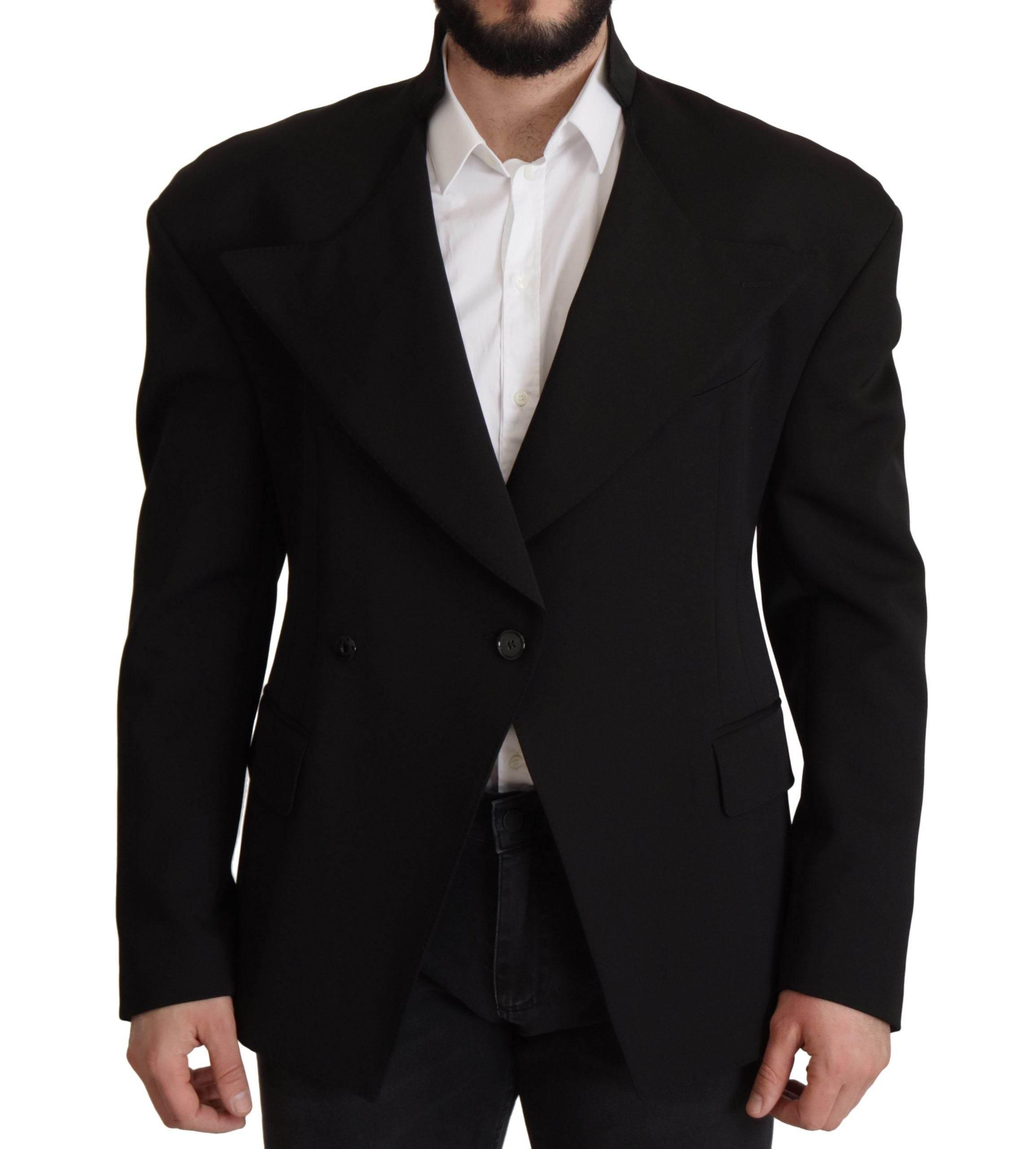 Dolce & Gabbana Black Wool Single Breasted Jacket Blazer - Hilstor