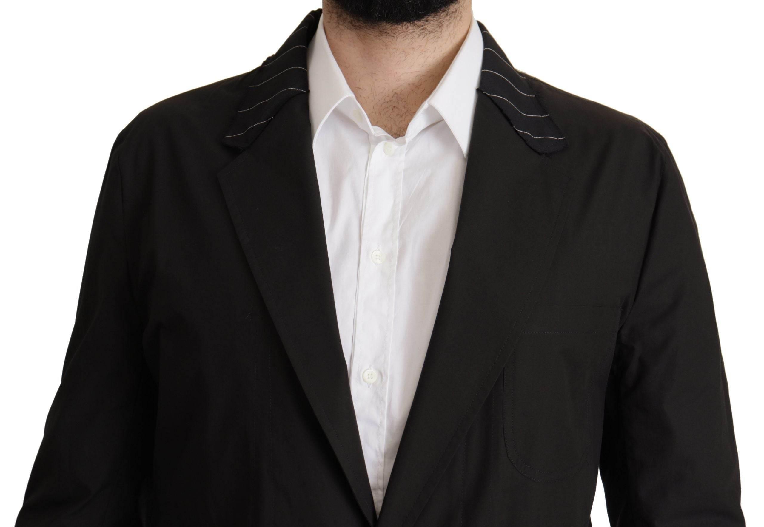 Dolce & Gabbana Black Cotton Single Breasted Blazer Jacket - Hilstor