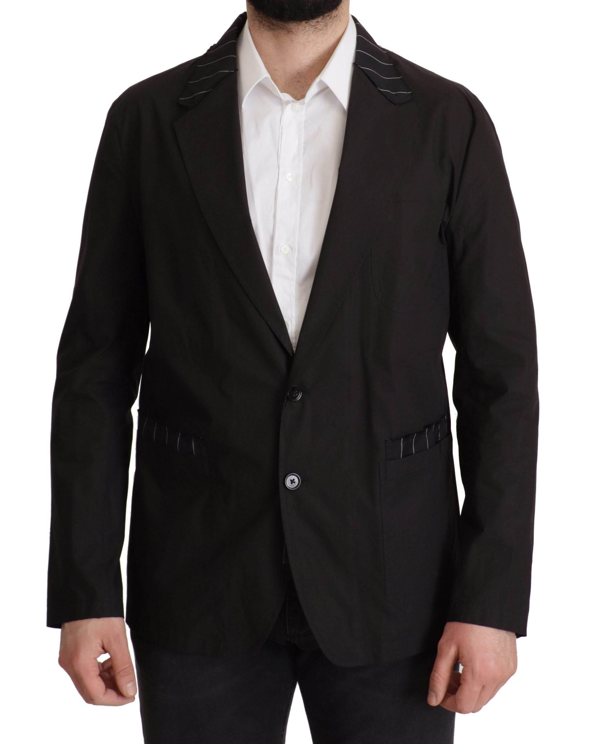 Dolce & Gabbana Black Cotton Single Breasted Blazer Jacket - Hilstor