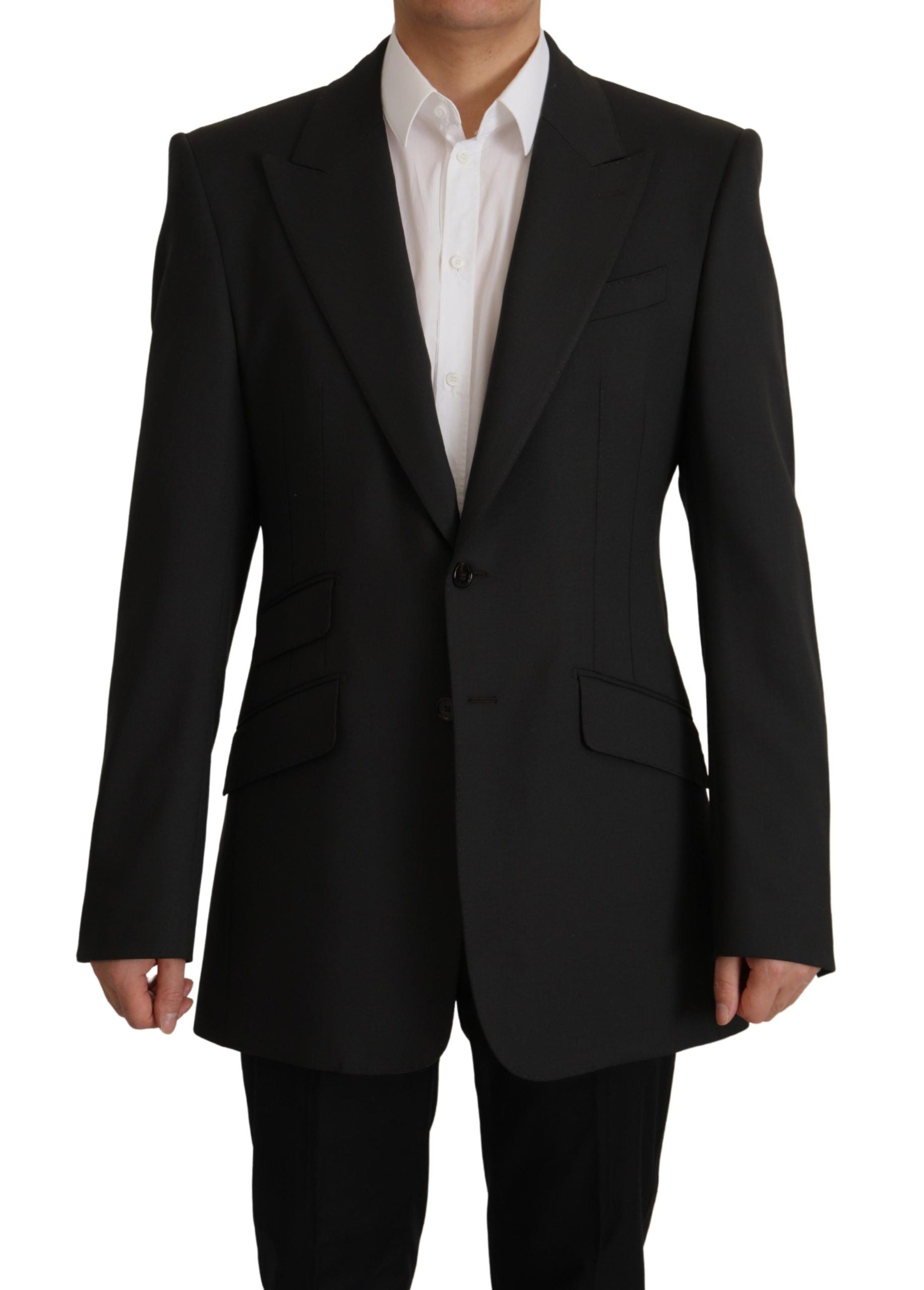 Dolce &amp; Gabbana Sort Uld Enkeltradet Blazer V