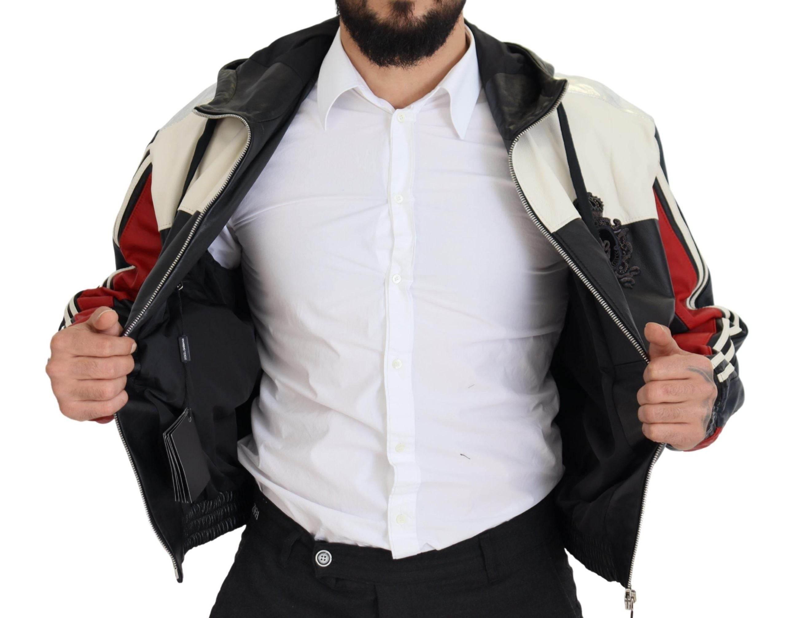 Dolce & Gabbana Black Leather Hooded Blouson Coat Jacket - Hilstor