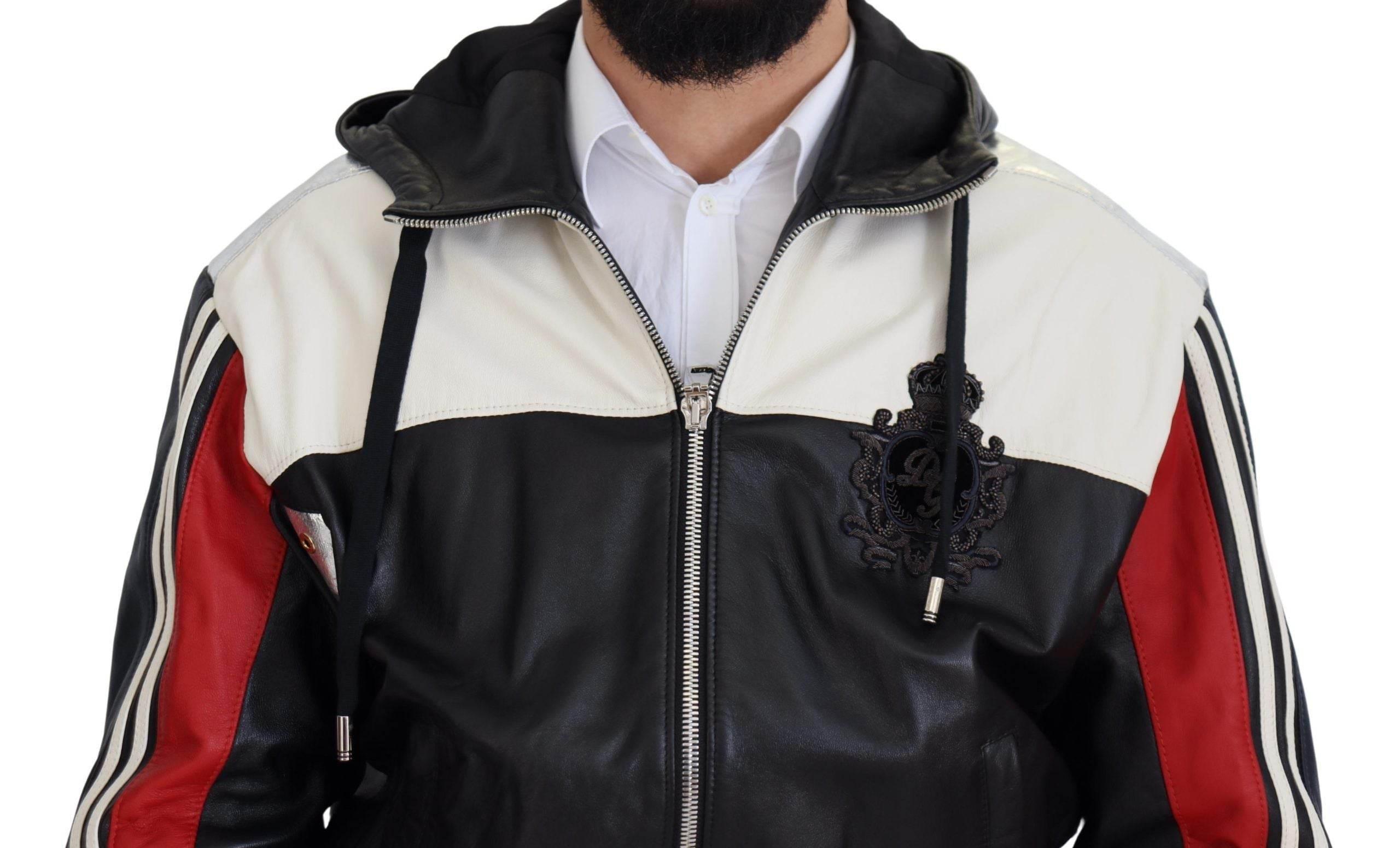 Dolce & Gabbana Black Leather Hooded Blouson Coat Jacket - Hilstor