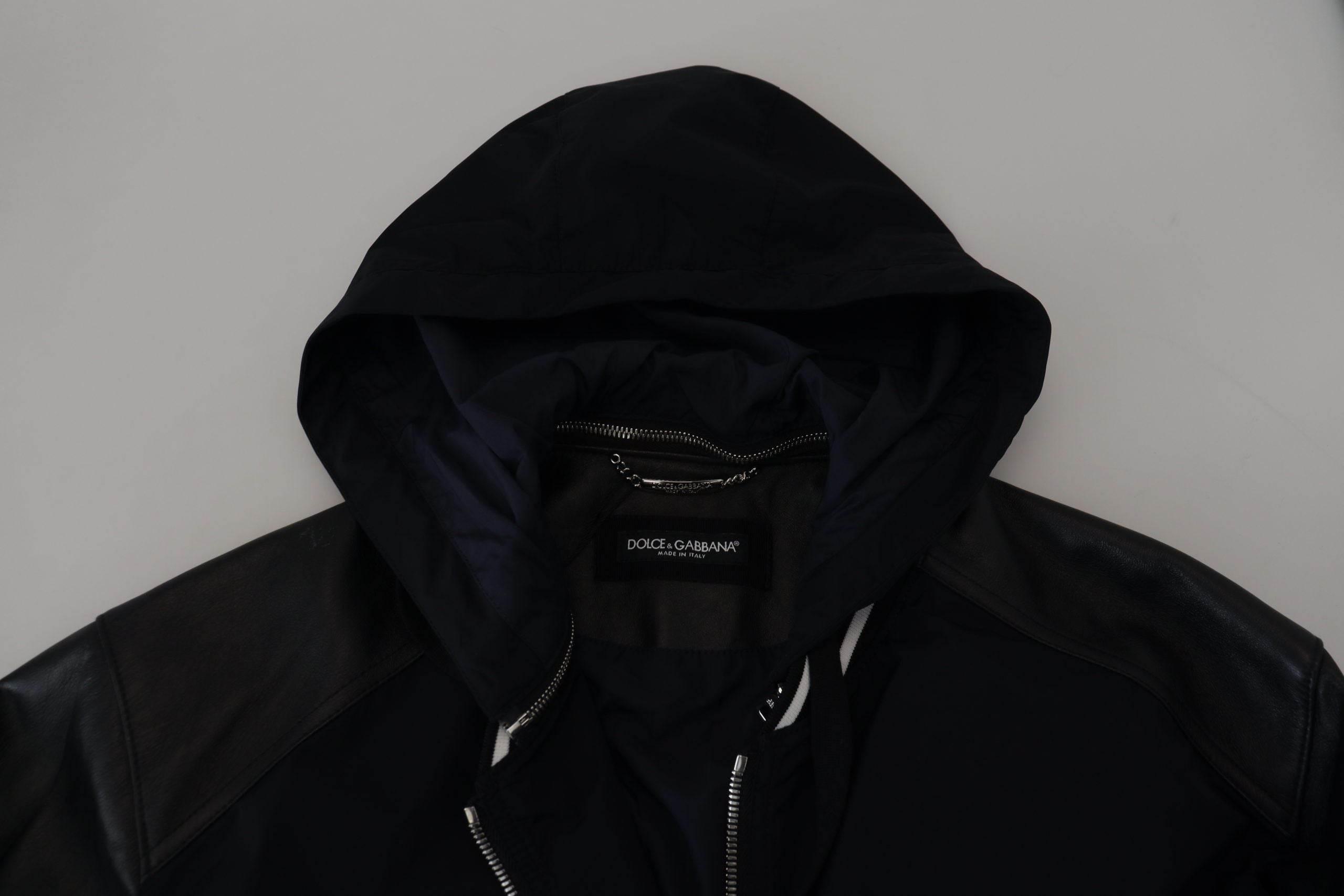 Dolce & Gabbana Black Polyester Hooded Blouson Coat Jacket - Hilstor