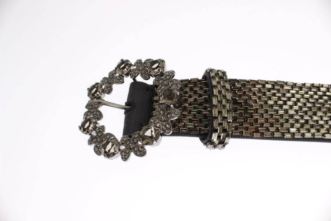Dolce & Gabbana Crystal Buckle Sequined Waist Belt - Hilstor