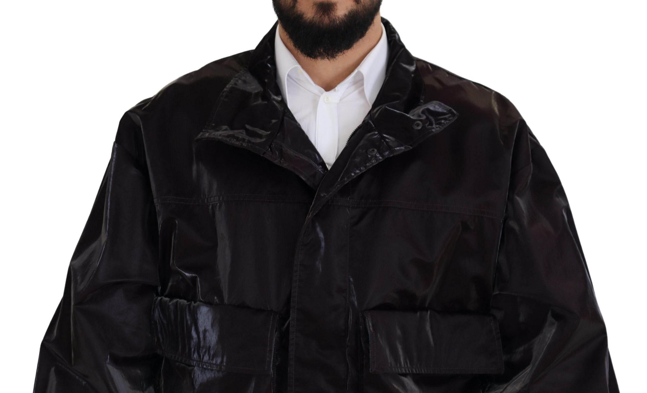 Dolce & Gabbana Bordeaux Nylon Collared Men Coat Jacket - Hilstor