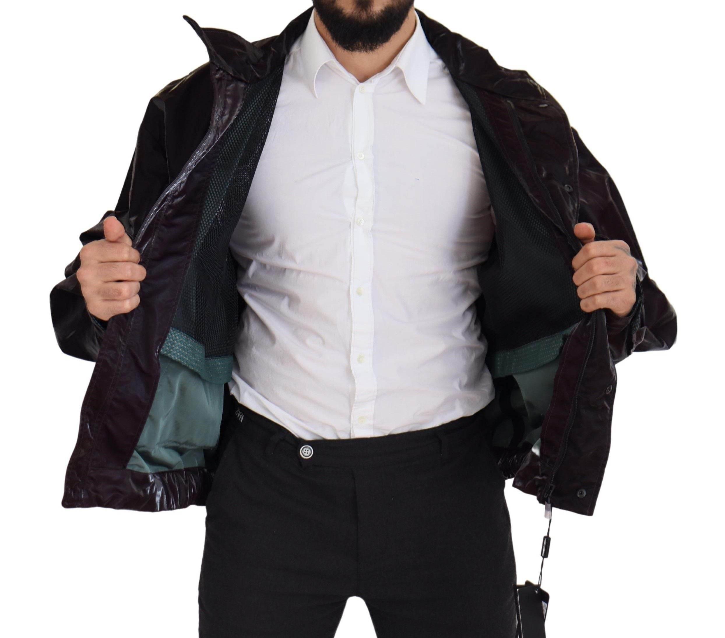 Dolce & Gabbana Bordeaux Nylon Collared Men Coat Jacket - Hilstor