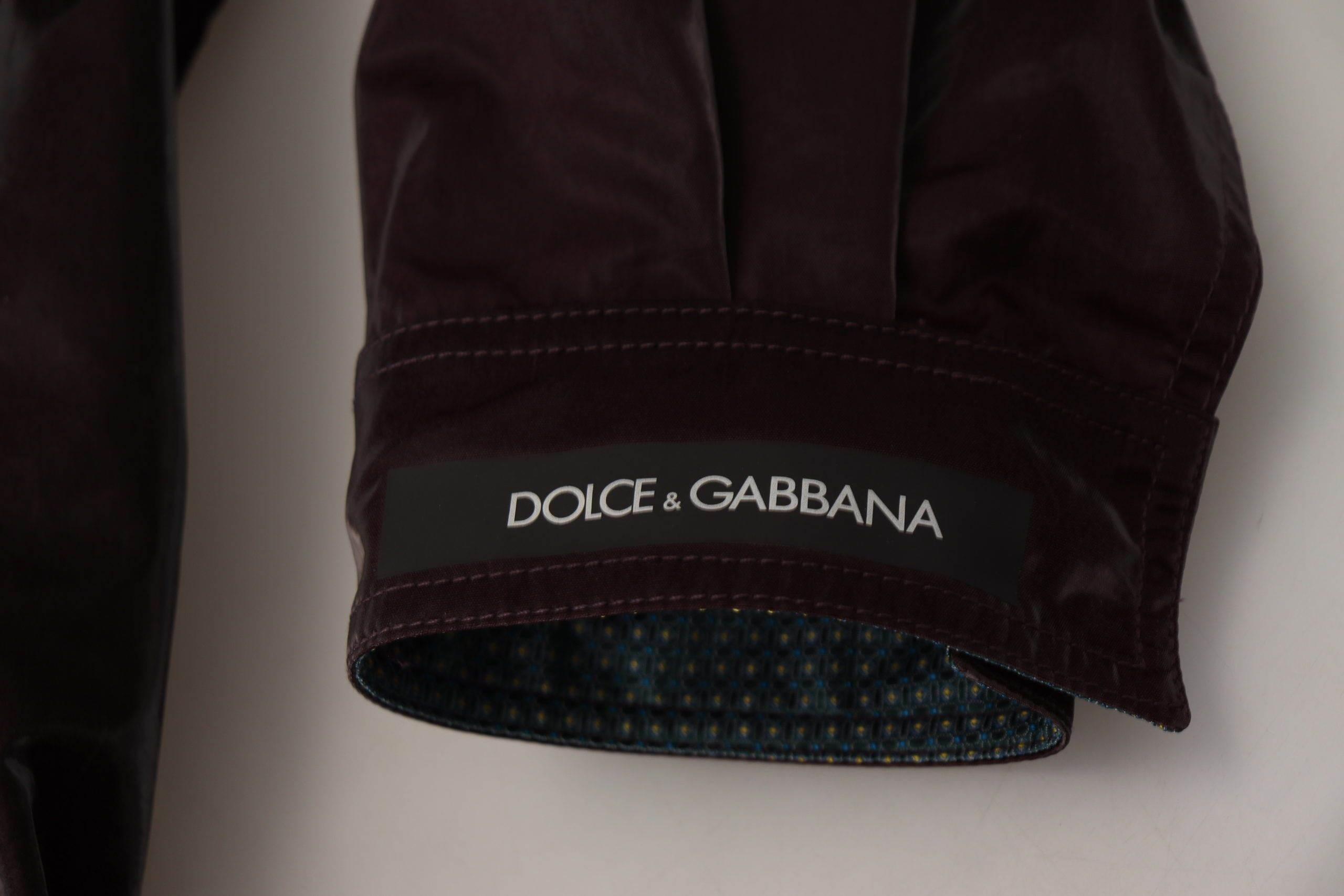 Dolce & Gabbana Bordeaux Nylon Collared Men Coat Jacket - Hilstor