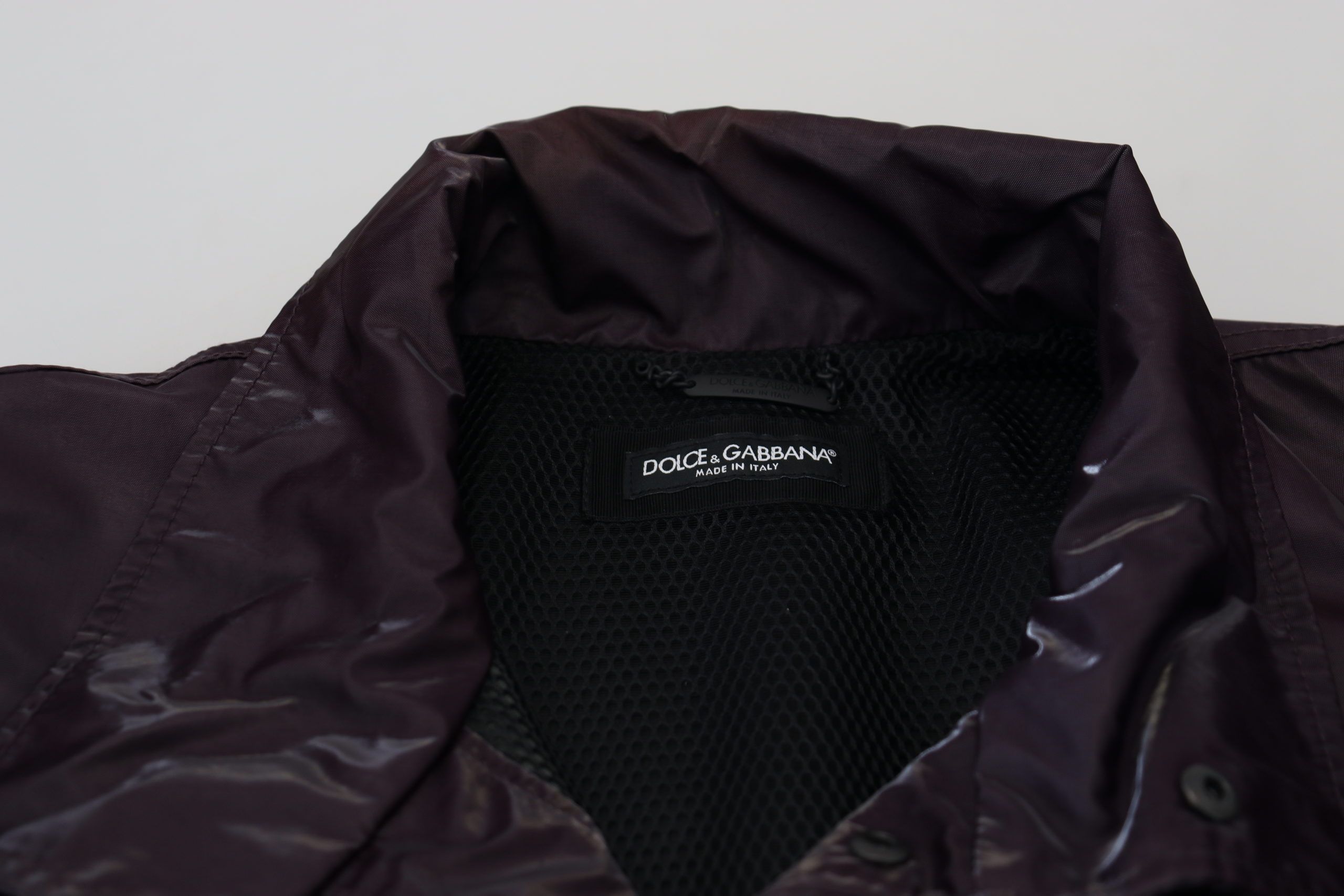 Dolce &amp; Gabbana Lilla Nylonkrave Bikerjakke