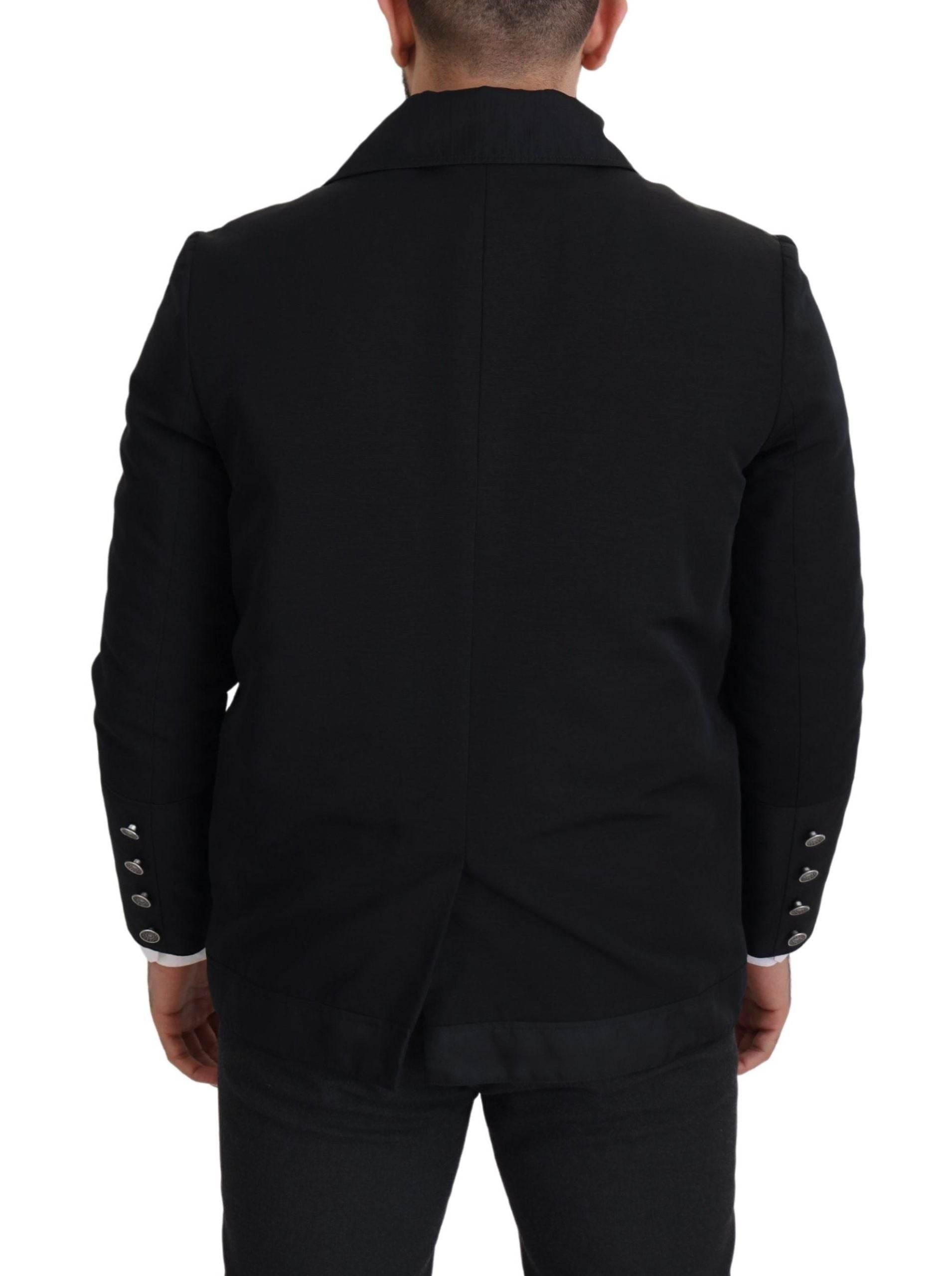 Dolce & Gabbana Black Wool Collared Full Zip Jacket - Hilstor