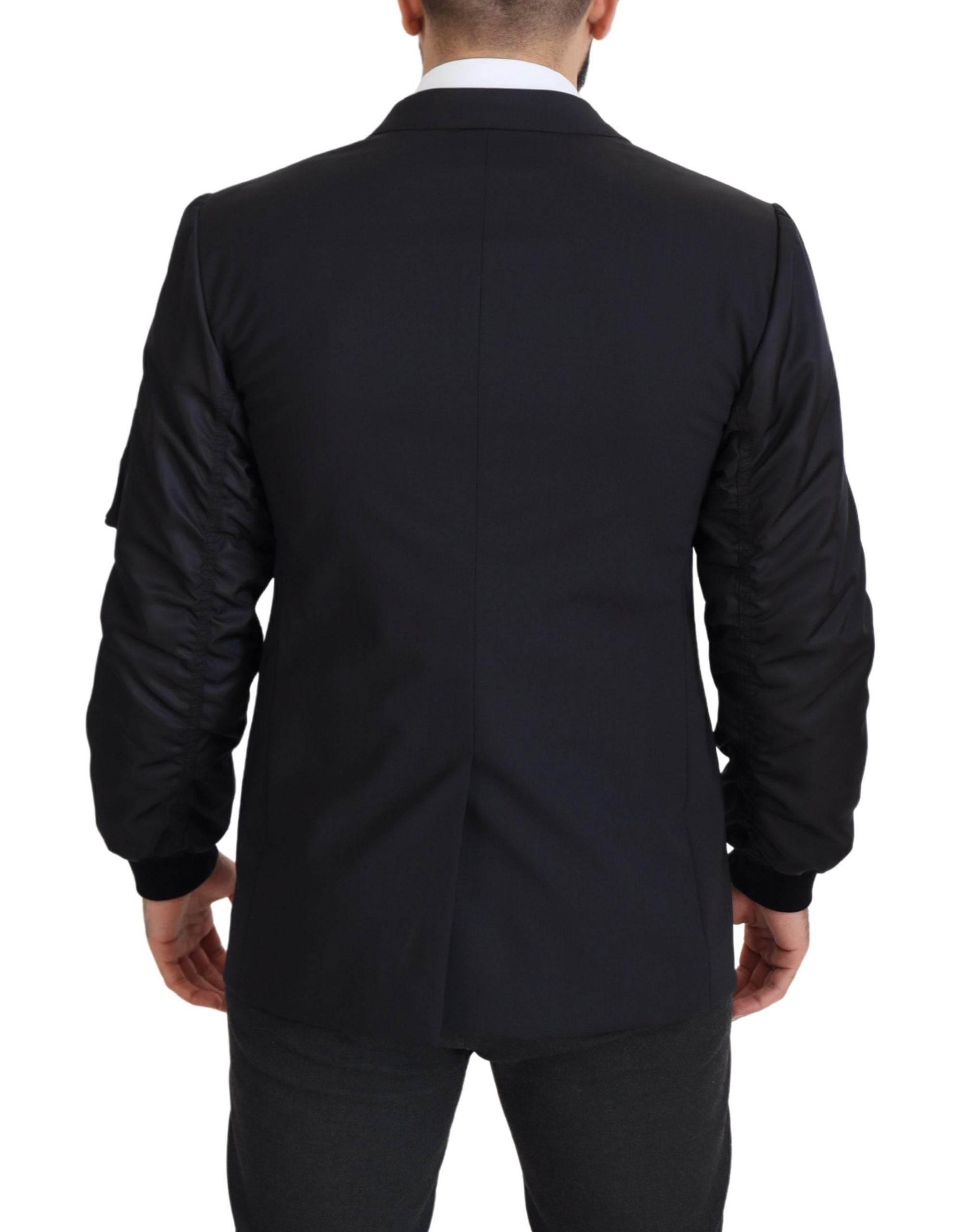 Dolce & Gabbana Black Wool Full Zip Long Sleeves Jacket - Hilstor