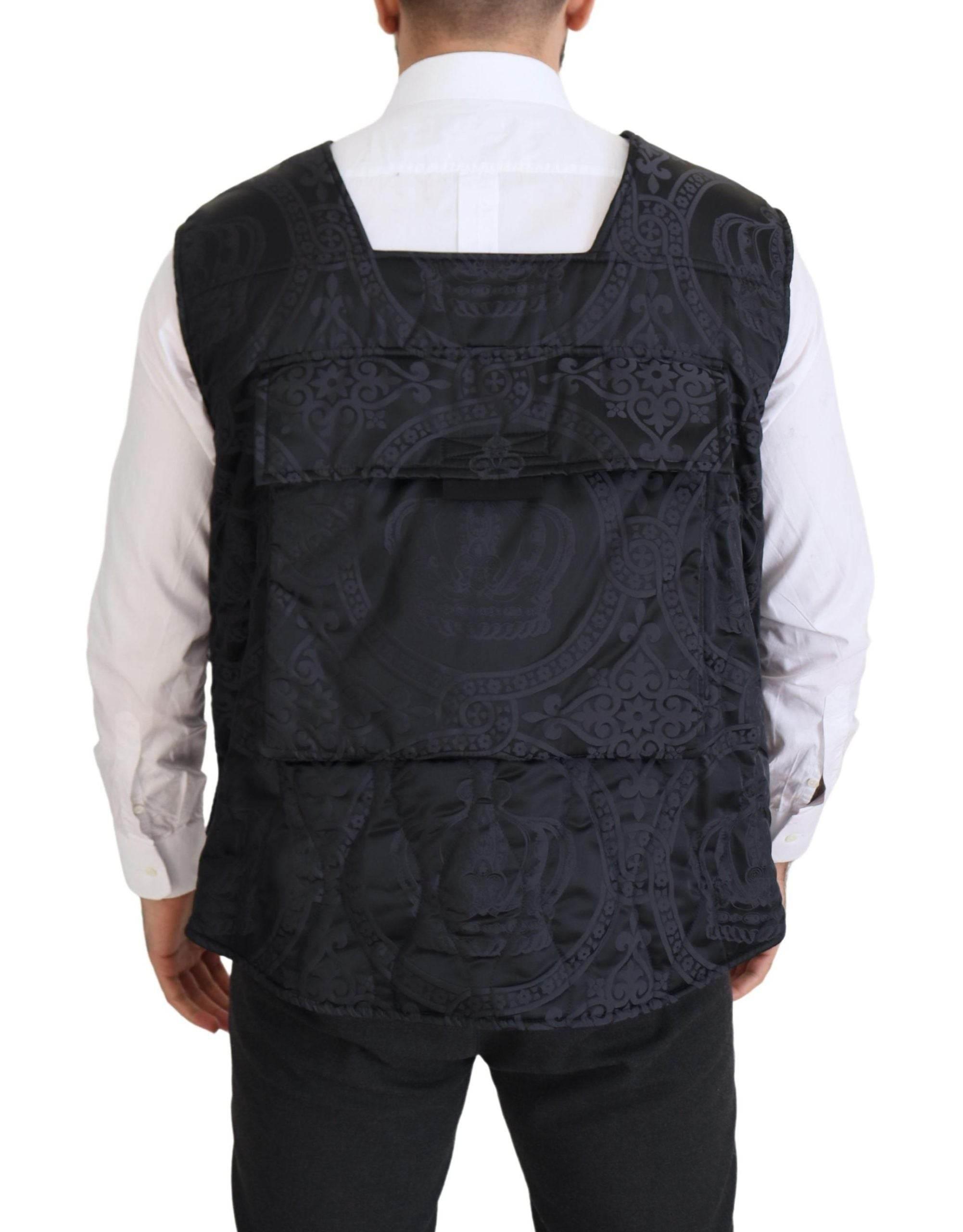 Dolce & Gabbana Black Nylon Full Zip Sleeveless Jacket - Hilstor