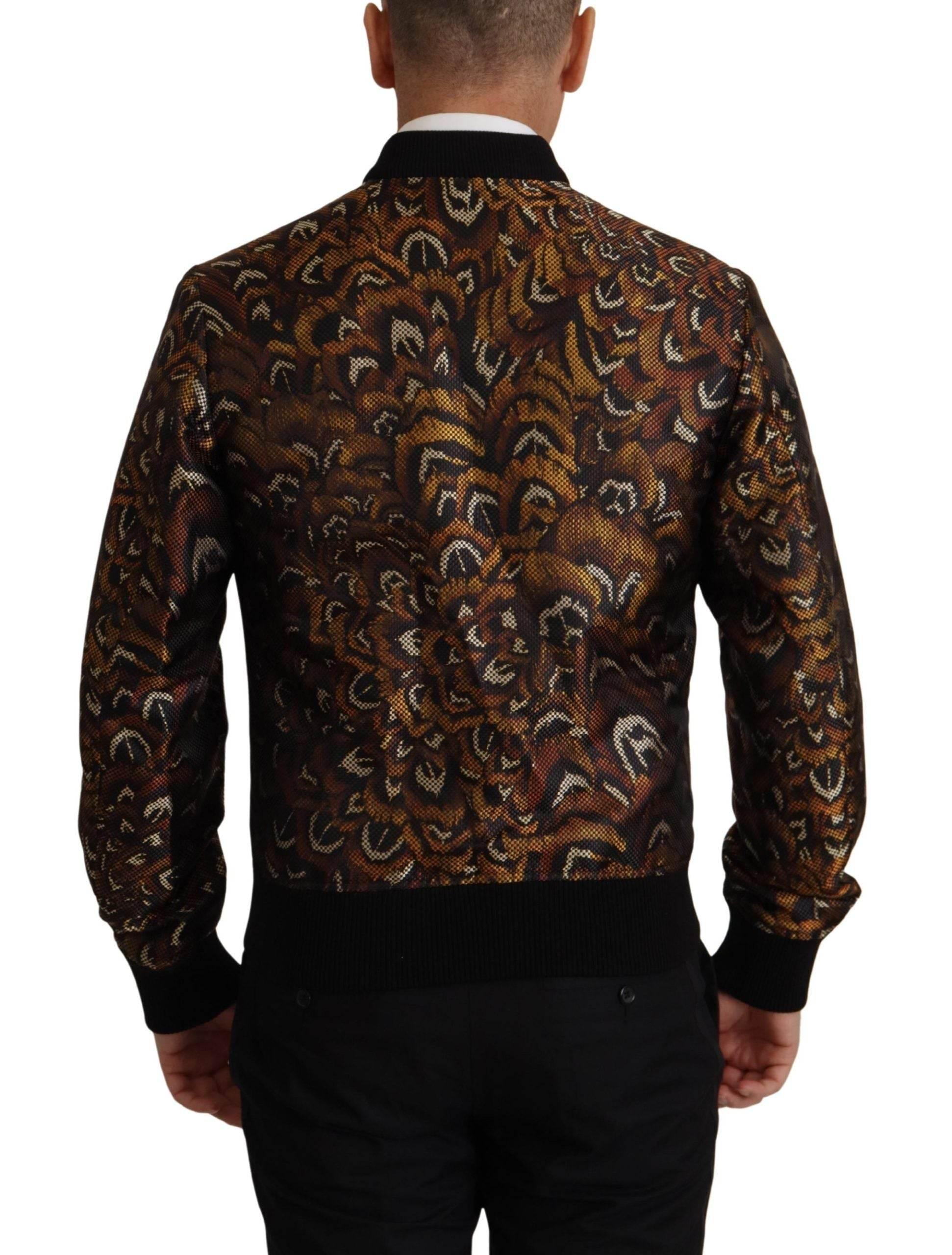 Dolce & Gabbana Brown Feather Full Zip Blouson Jacket - Hilstor
