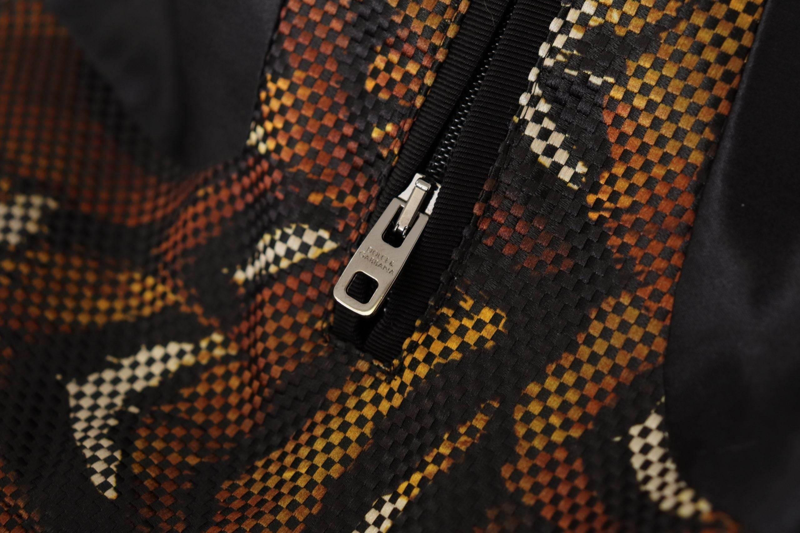 Dolce & Gabbana Brown Feather Full Zip Blouson Jacket - Hilstor